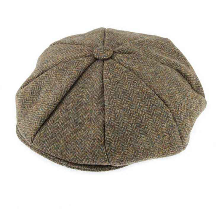Men's Abraham Moon Herringbone Tweed Newsboy Cap - Image 5
