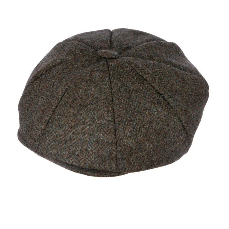 Men's Abraham Moon Herringbone Tweed Newsboy Cap - Image 7