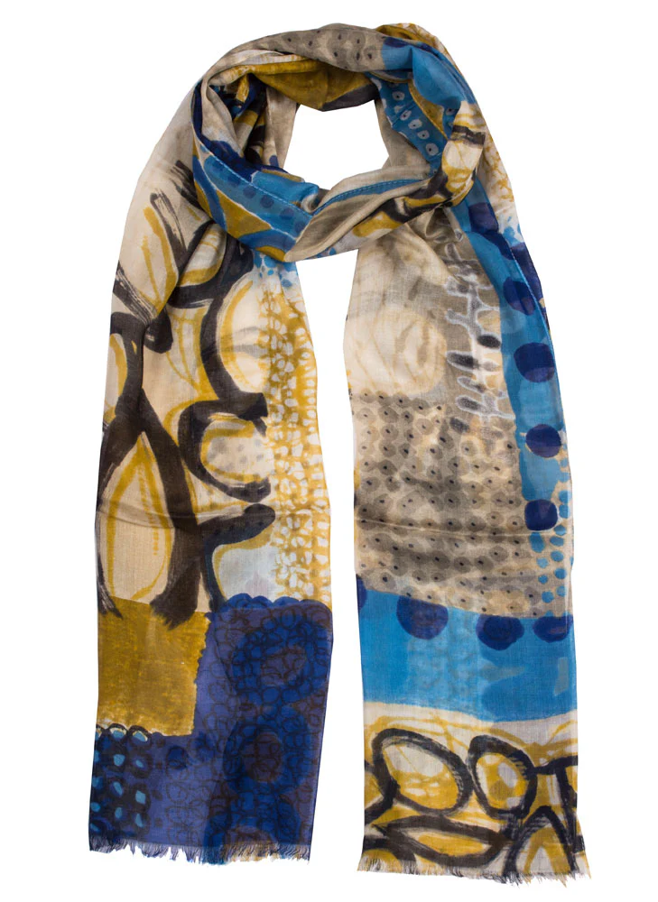Women's Abstract Block Print Lightweight Scarf