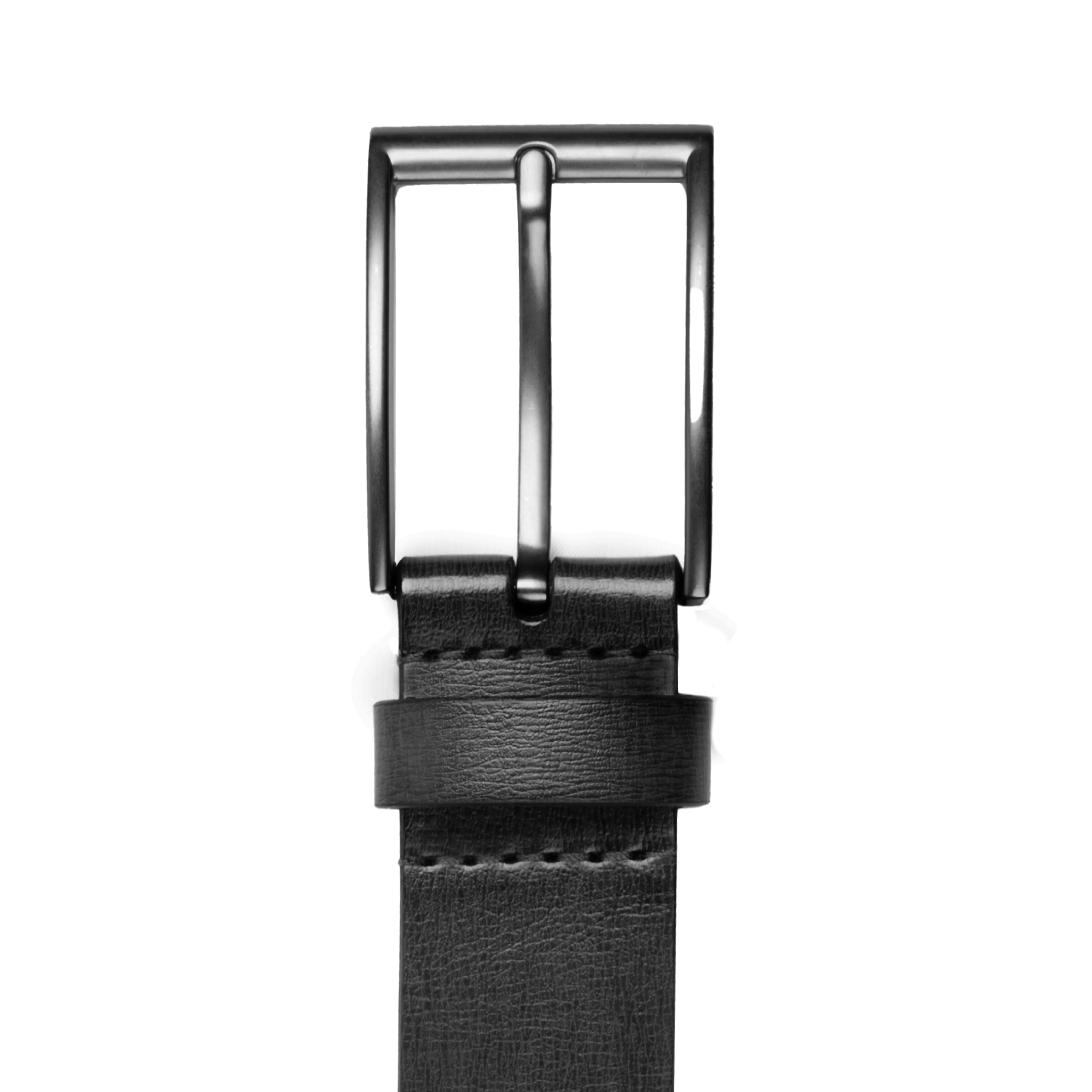 Men's Lined Leather Belt with Gunmetal Buckle - Image 3