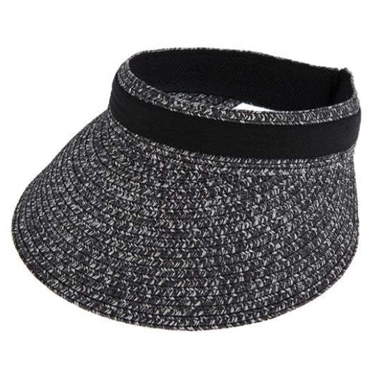 Women's Marl Straw Sun Visor with Ribbon Band - Image 3