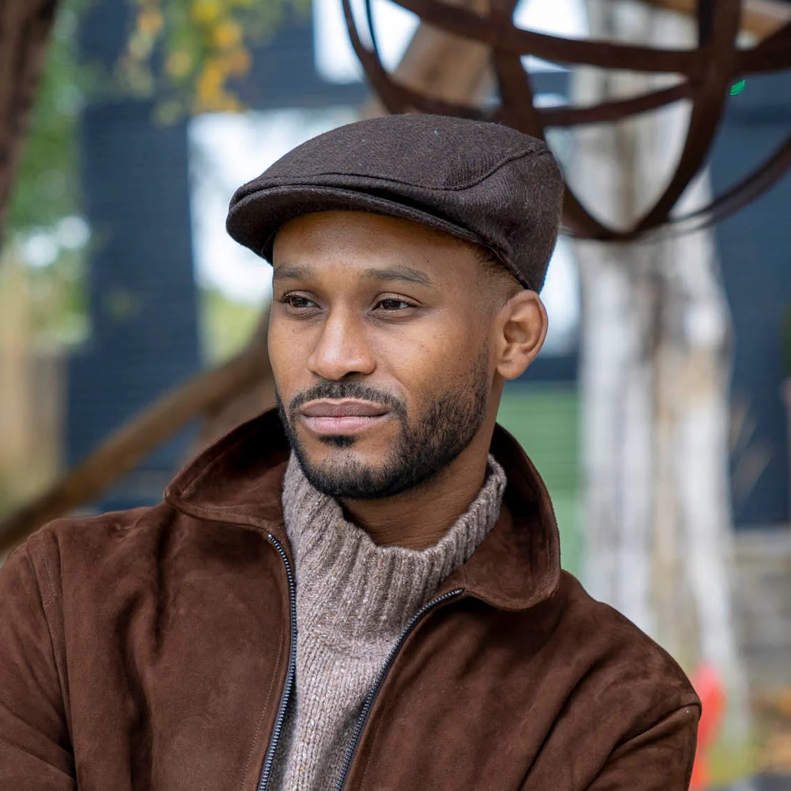 Men’s Abraham Moon Plain Tweed Flat Cap - Image 2