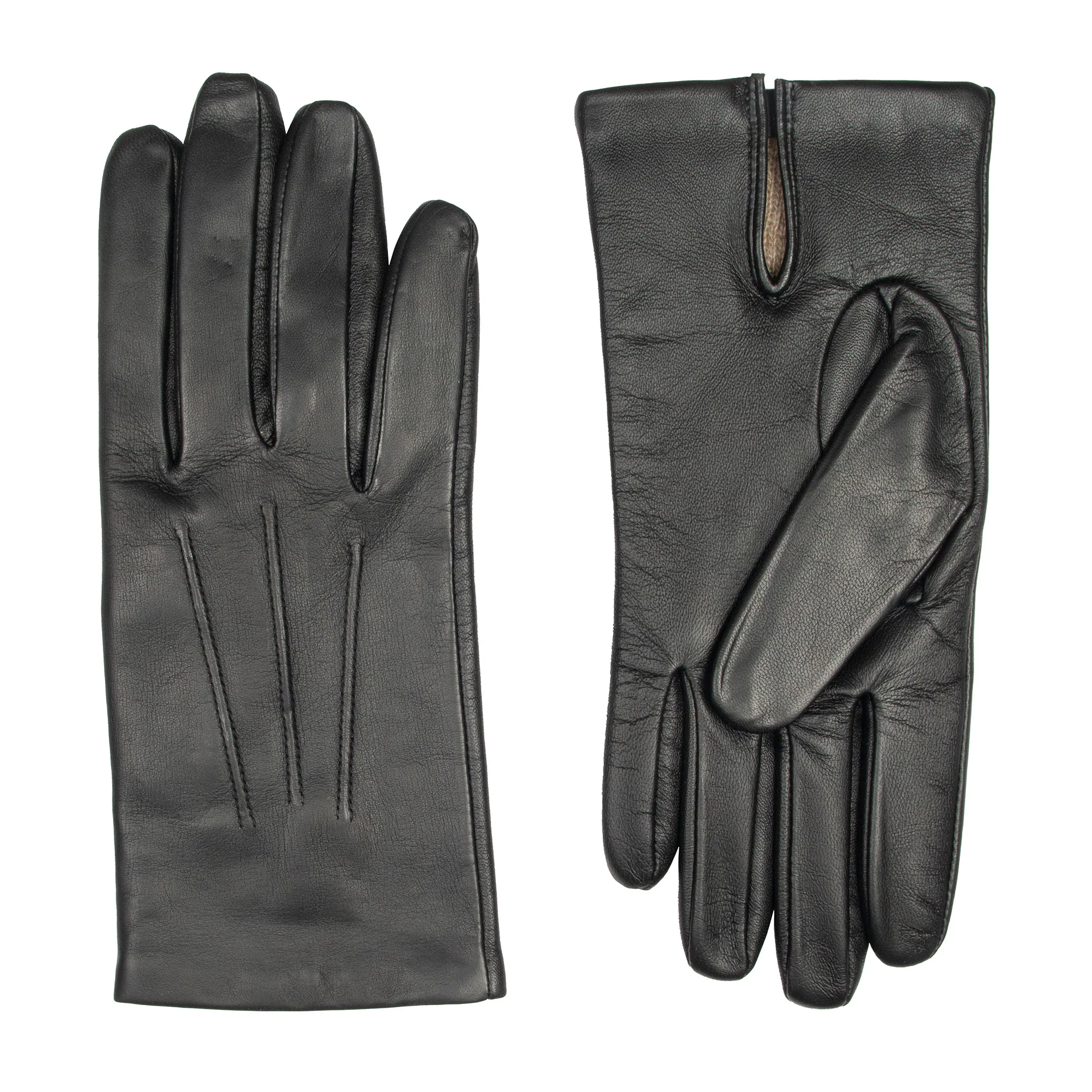 Men’s Touchscreen Three-Point Cashmere-Lined Leather Gloves - Image 4