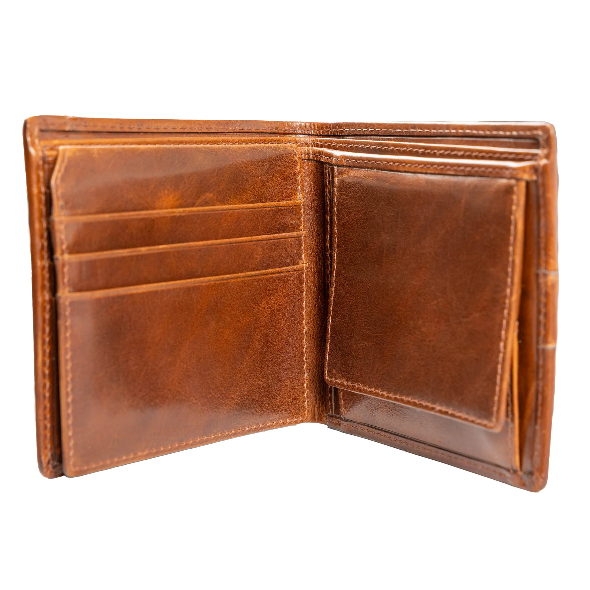 Men’s Distressed Leather Bifold Wallet with RFID Blocking and Box Coin Purse - Image 2