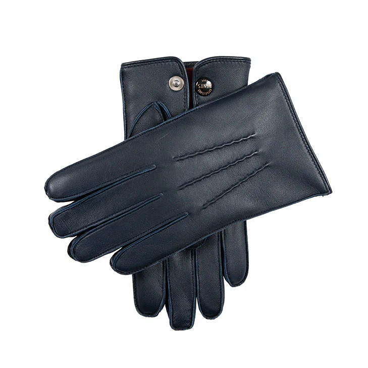 Men’s Heritage Touchscreen Three-Point Fur-Lined Leather Gloves - Image 2