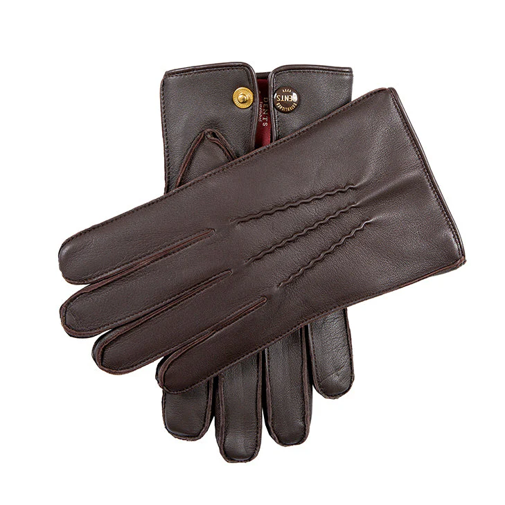 Men’s Heritage Touchscreen Three-Point Fur-Lined Leather Gloves - Image 3