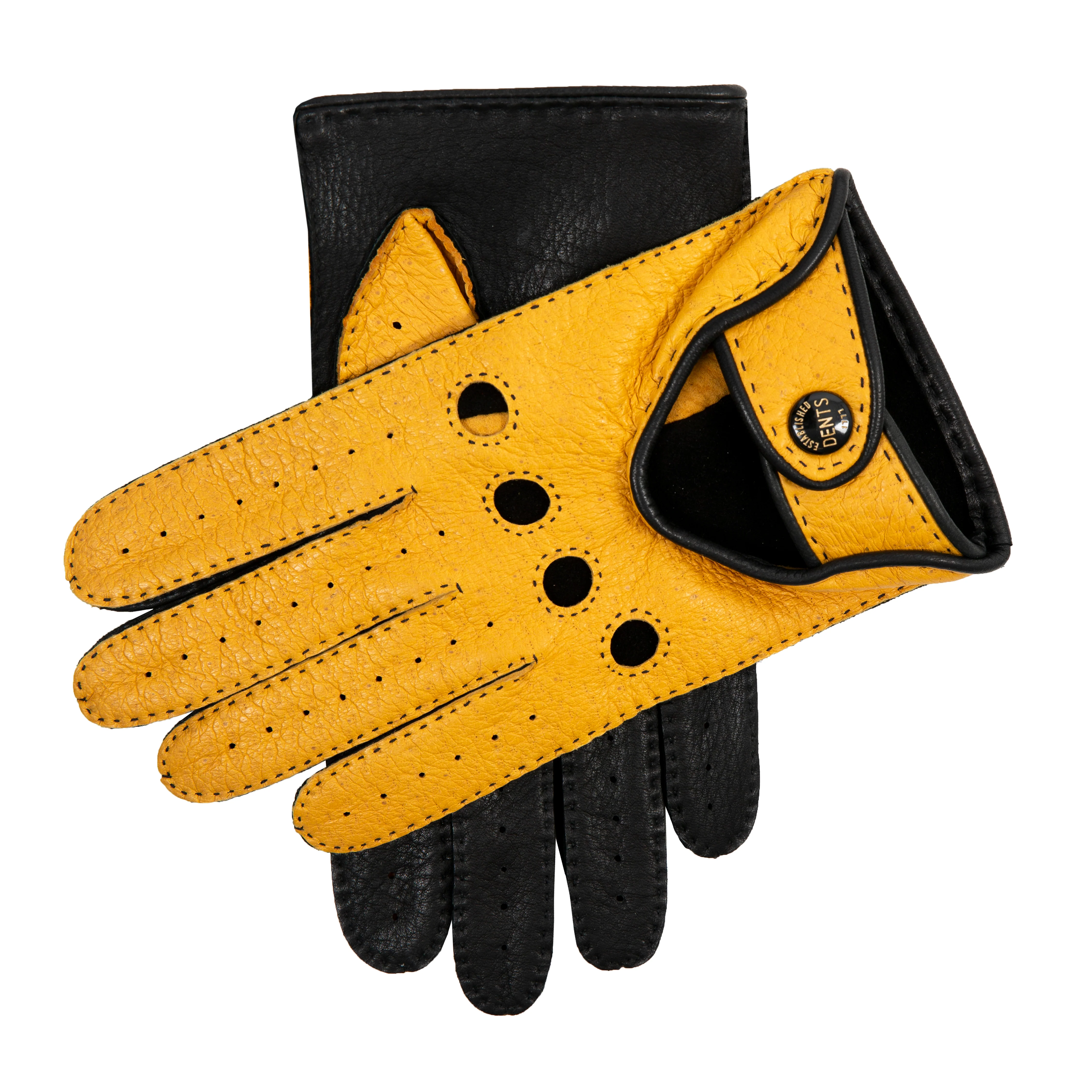 Men’s Heritage Handsewn Two-Colour Peccary and Deerskin Leather Driving Gloves - Image 3