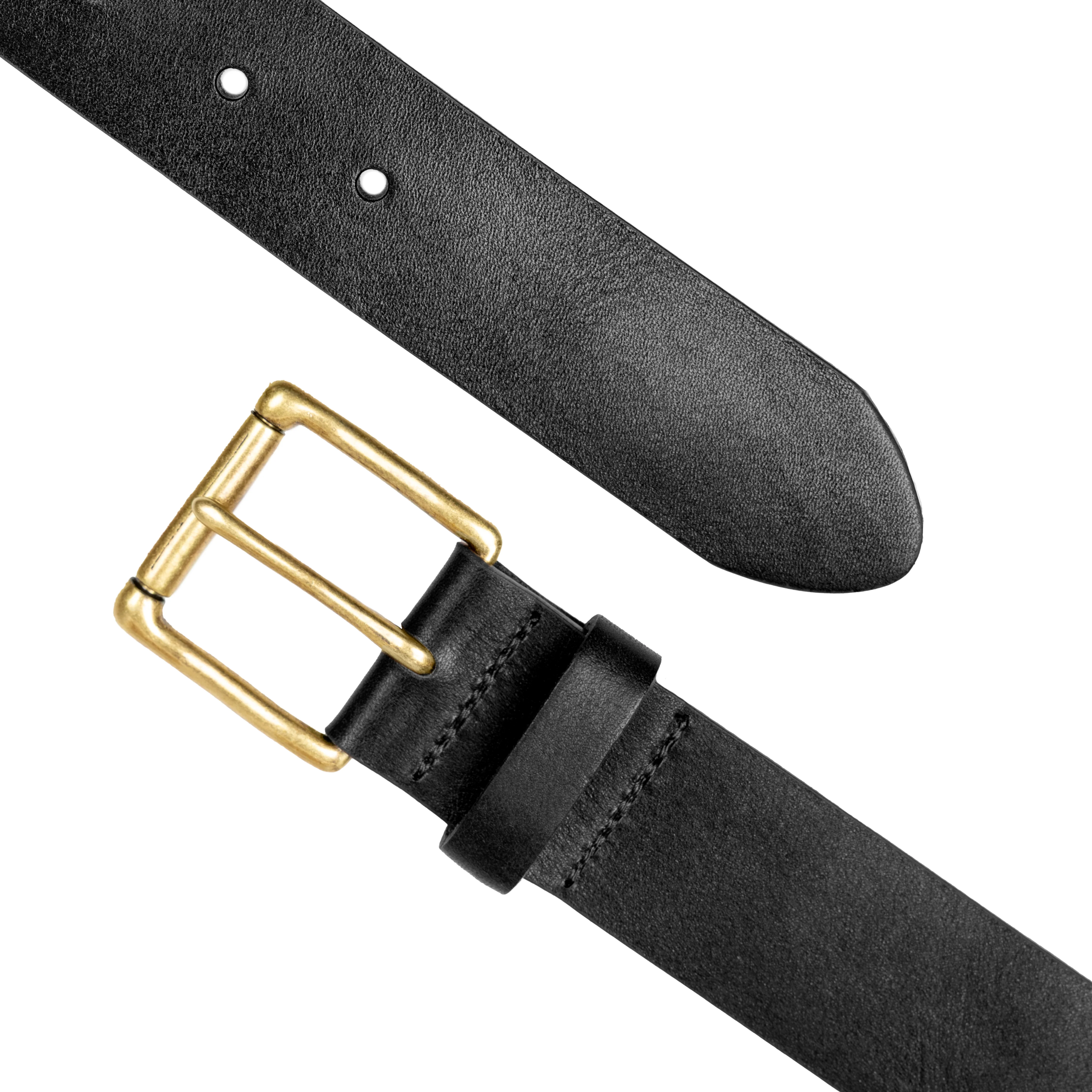Men’s Heritage Lined Full-Grain Leather Belt with Antique Brass Buckle - Image 2