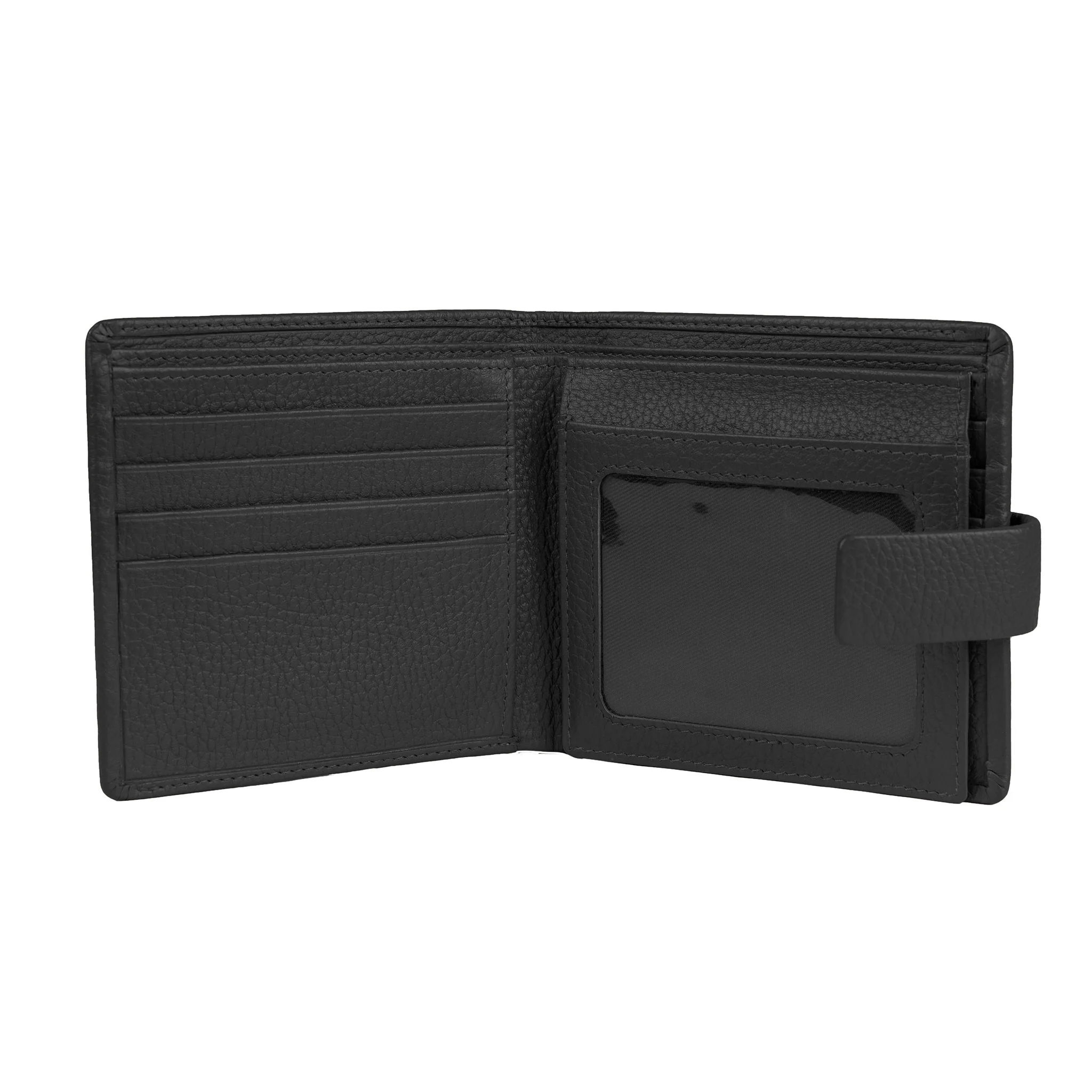 Men’s Pebble Grain Leather Passcase Wallet with RFID Blocking and Flip-up Window - Image 2
