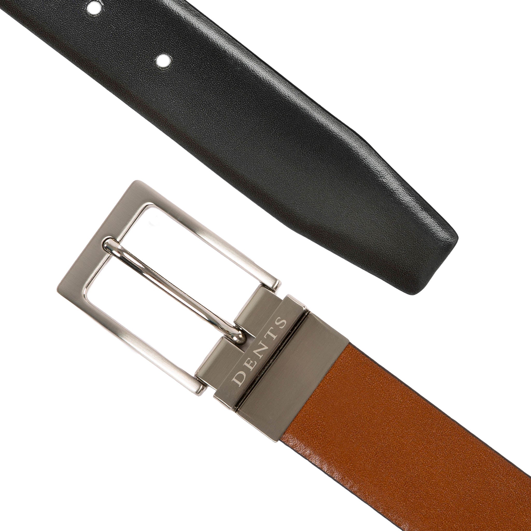 Men’s Heritage Reversible Full-Grain Leather Belt with Satin Nickel Buckle - Image 2