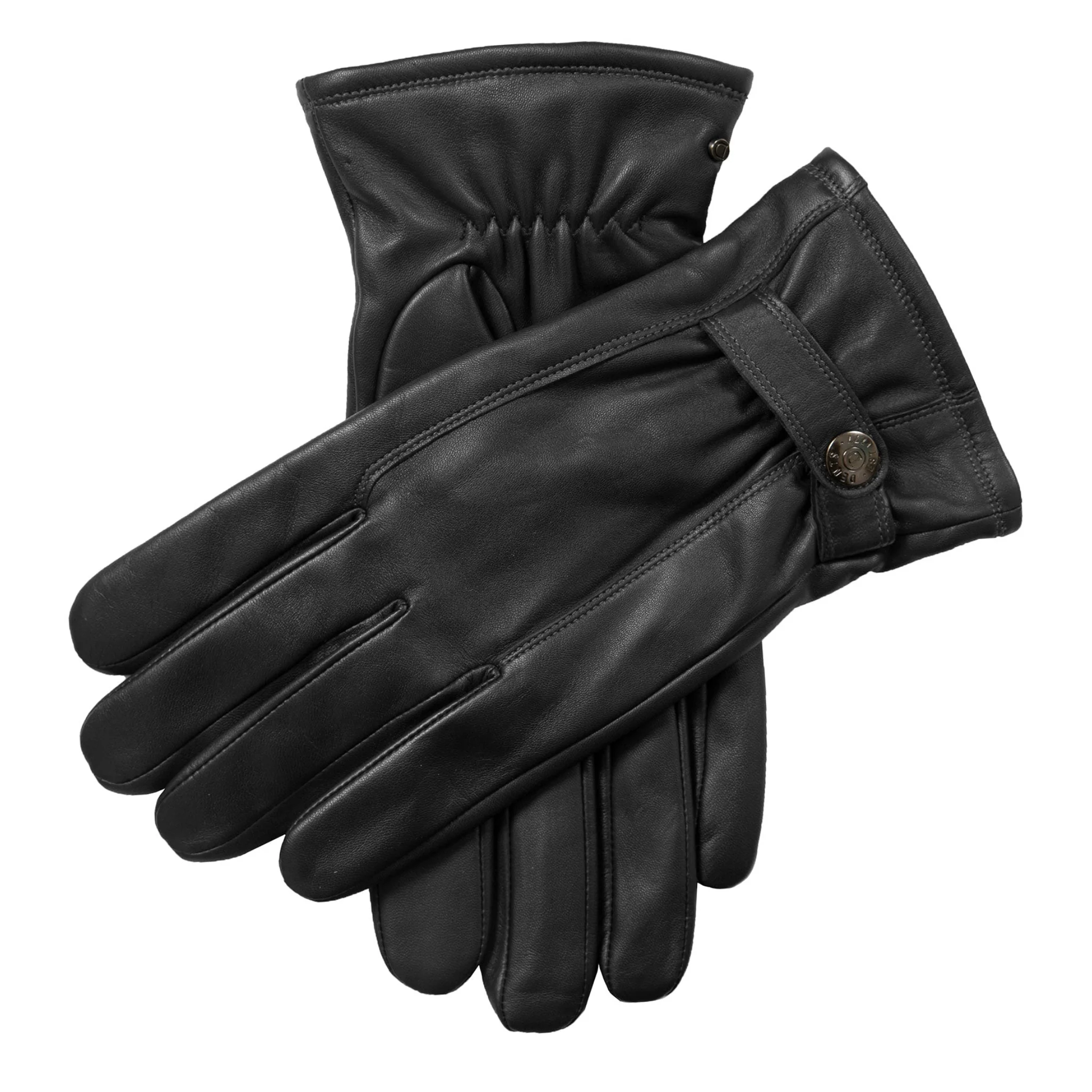 Men’s Touchscreen Lined Leather Gloves with Contrast Stitching