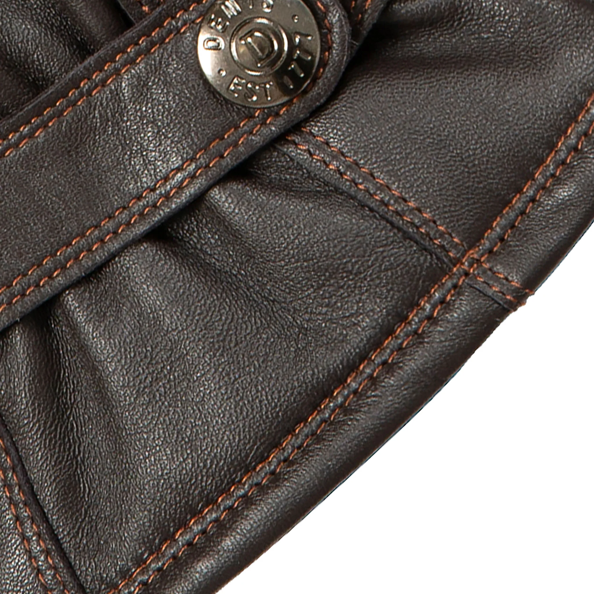 Men’s Touchscreen Lined Leather Gloves with Contrast Stitching - Image 22