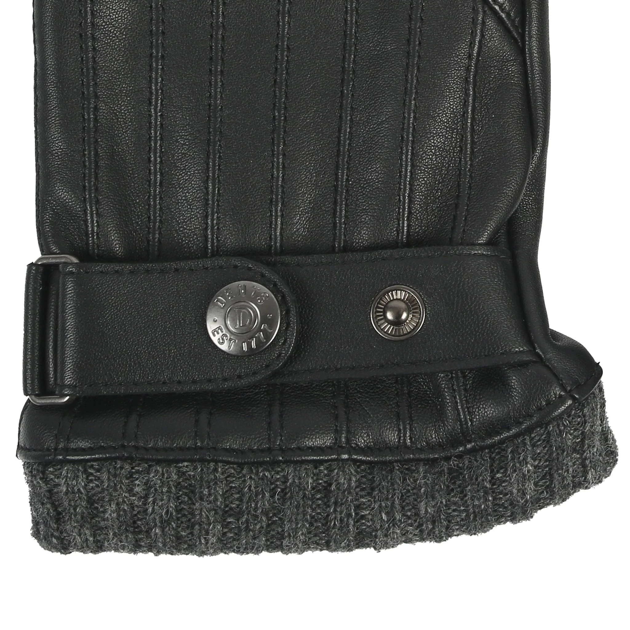Men’s Touchscreen Wool Blend-Lined Leather Gloves with Vertical Stitch Design and Knitted Cuffs - Image 6