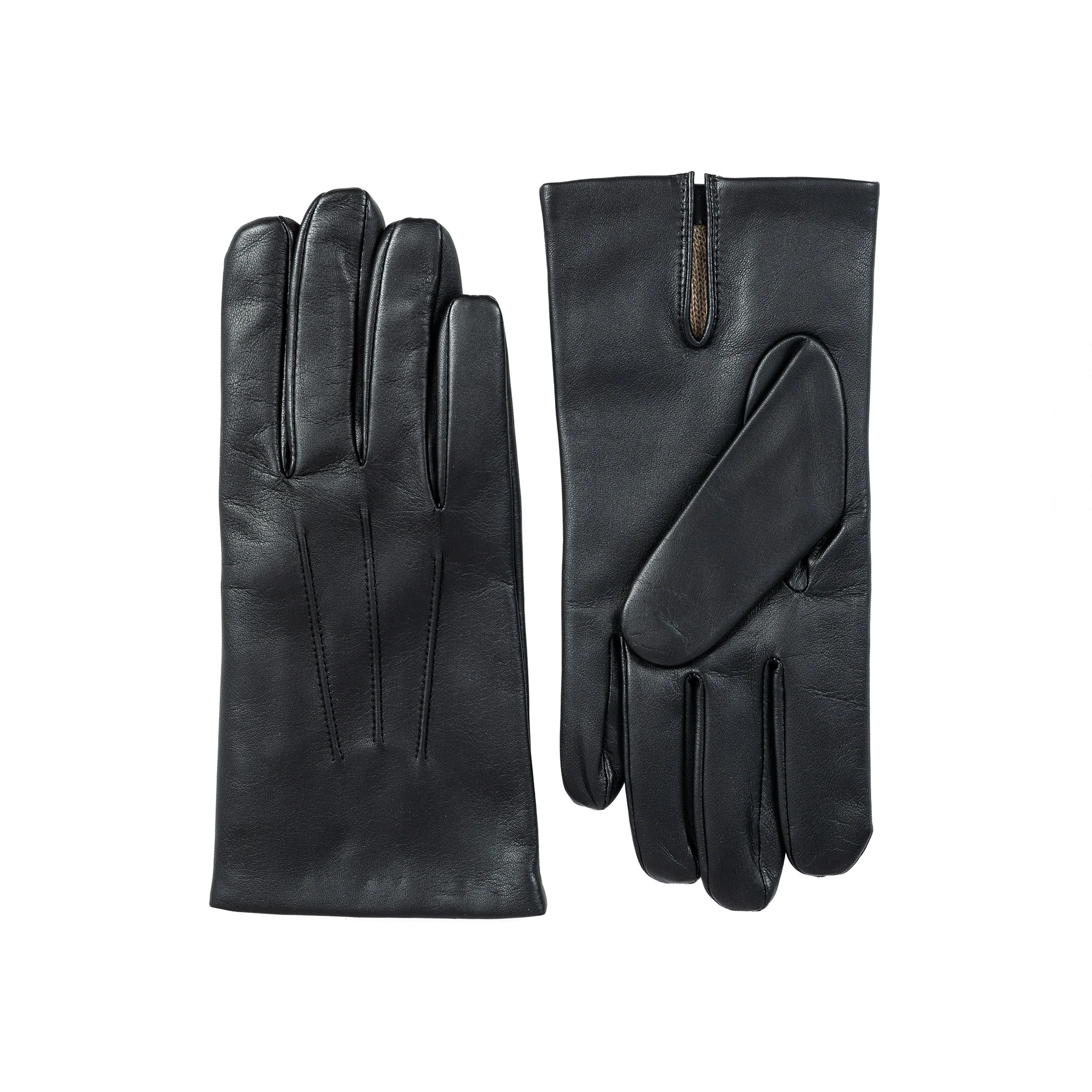 Men's Three-Point Cashmere-Lined Leather Gloves - Image 3
