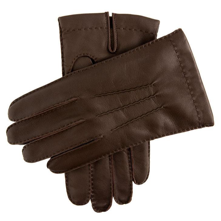 Men's Touchscreen Handsewn Three-Point Cashmere-Lined Leather Gloves - Image 5