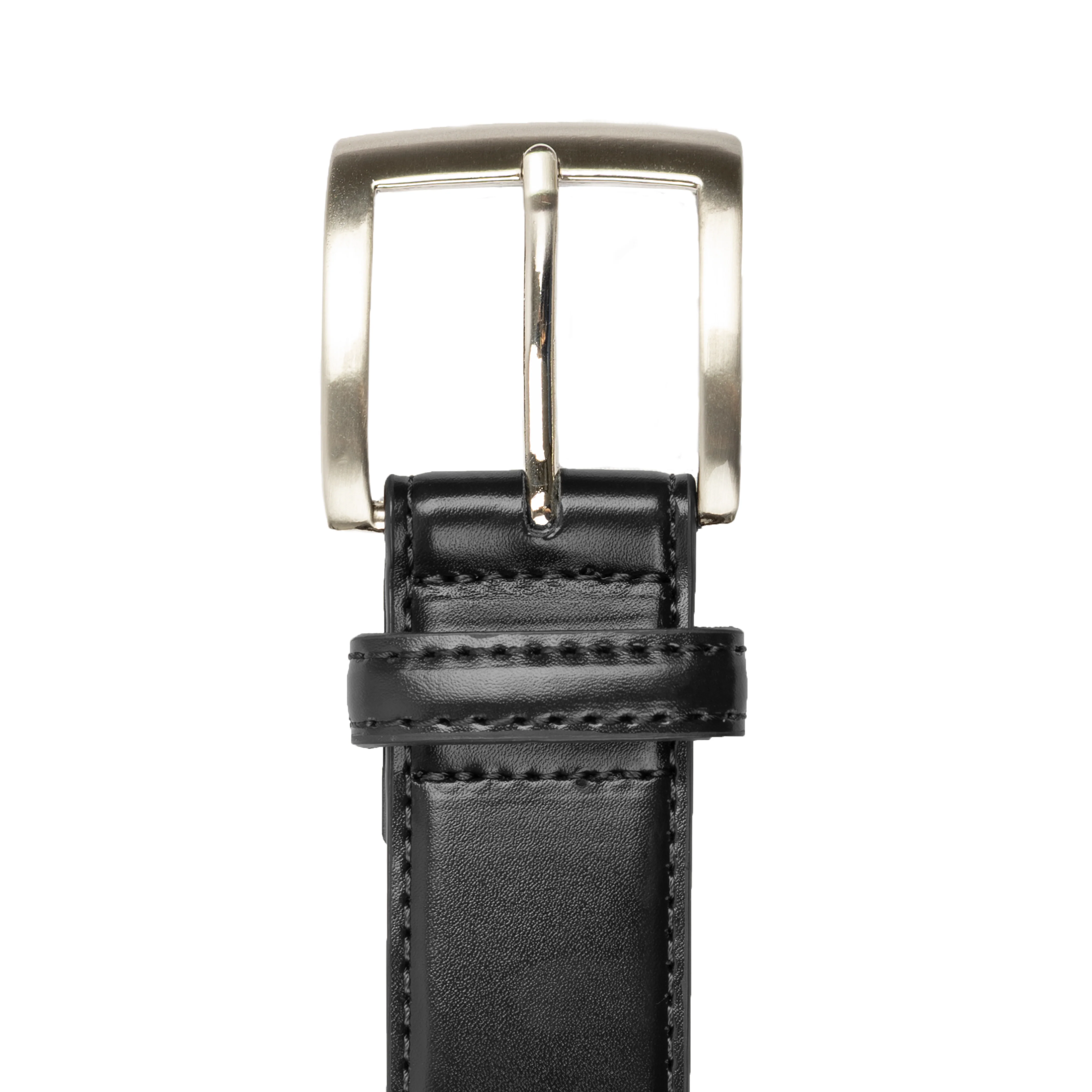 Men's Contrast-Lined Leather Belt with Satin Nickel Buckle - Image 3