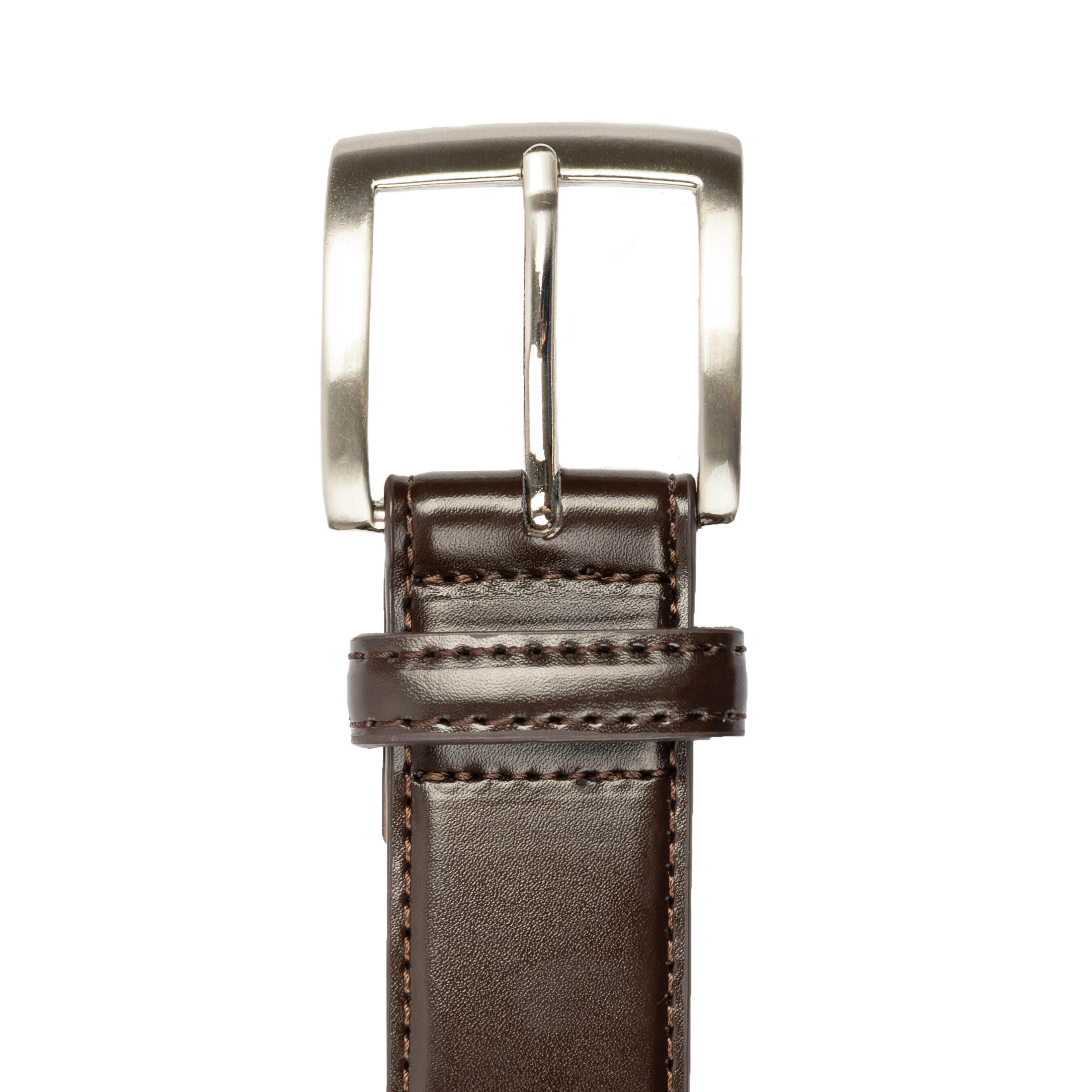 Men's Contrast-Lined Leather Belt with Satin Nickel Buckle - Image 6