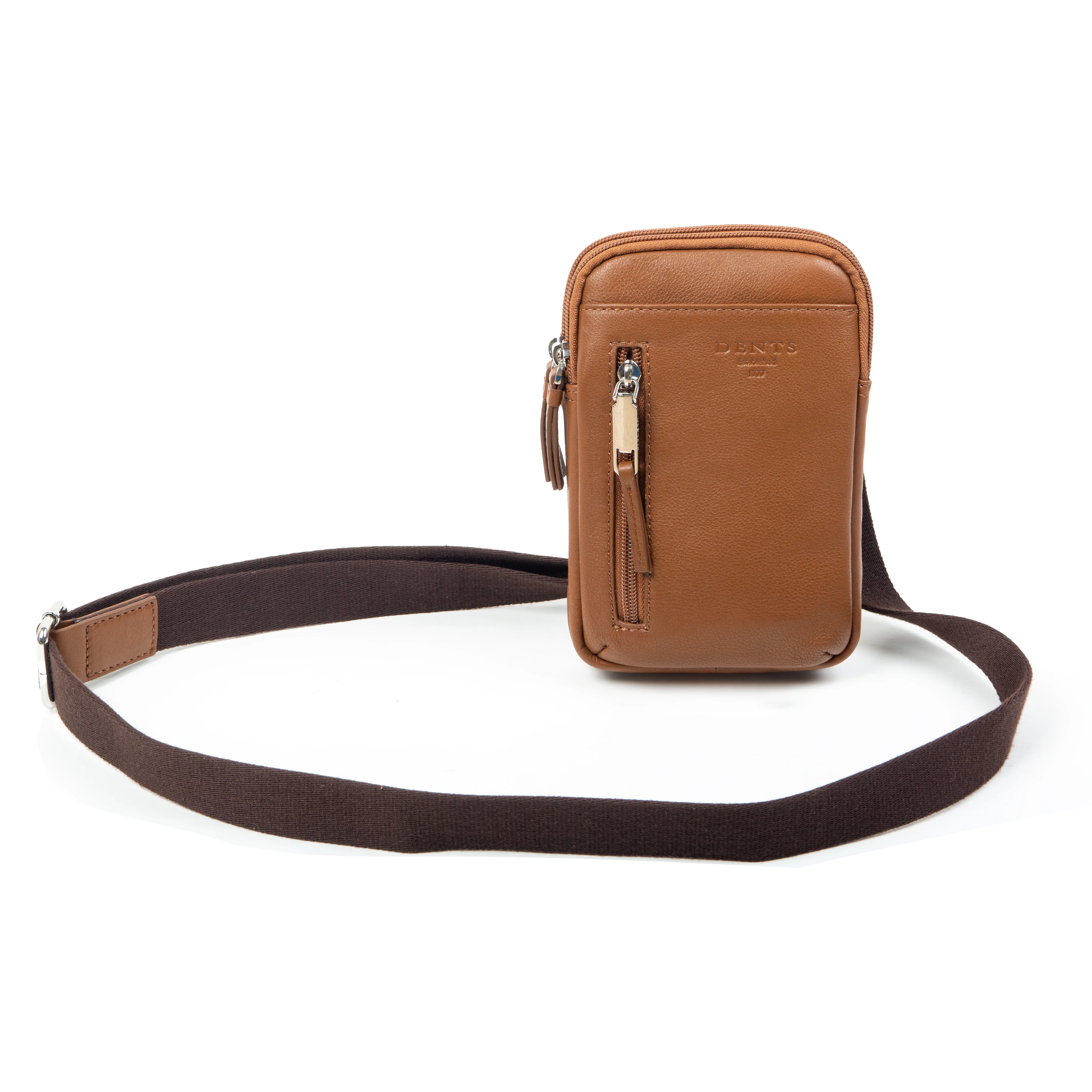 Men's Pebble Grain Leather Crossbody Phone Bag - Image 6