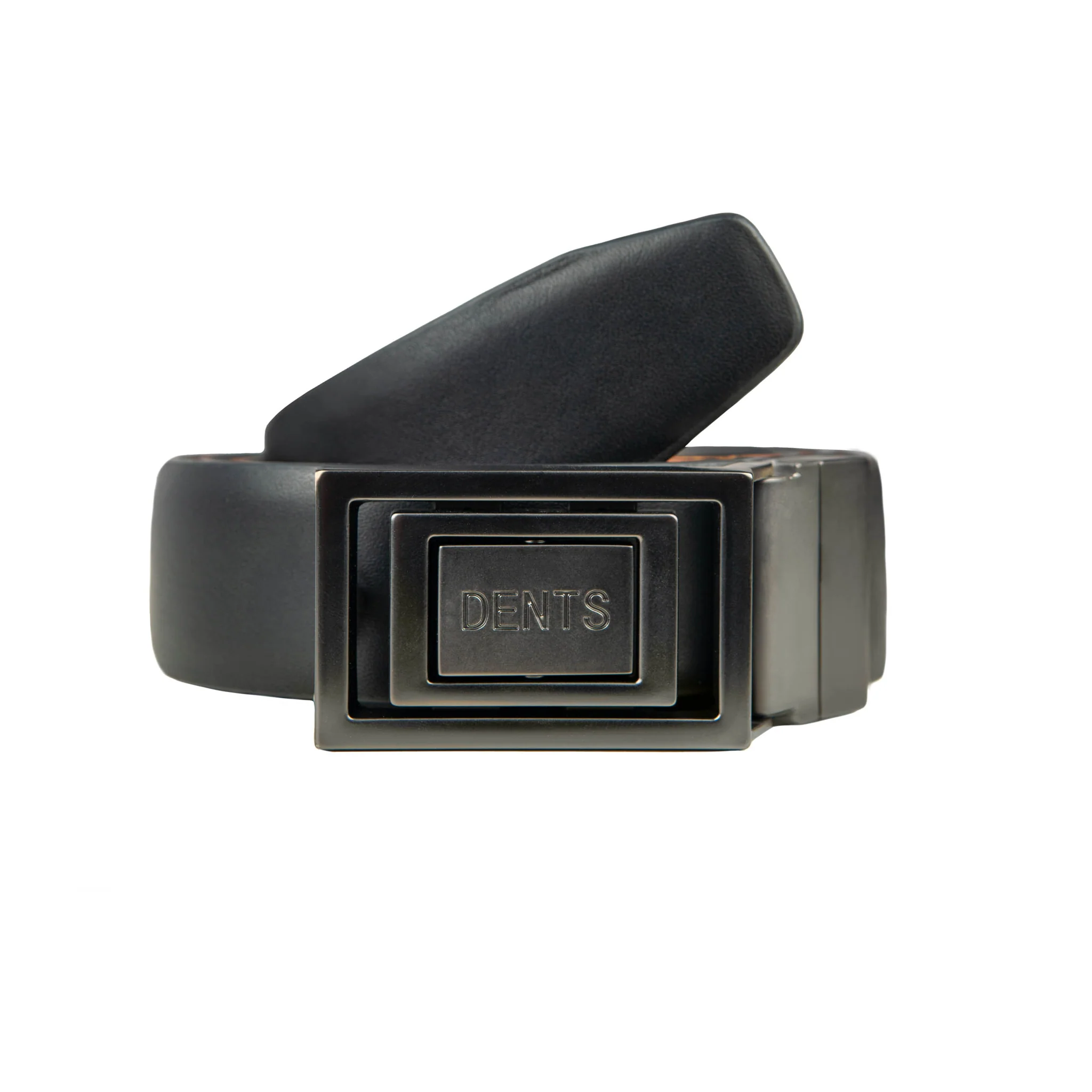 Men's Reversible Leather Belt with Push-Pin Gunmetal Buckle