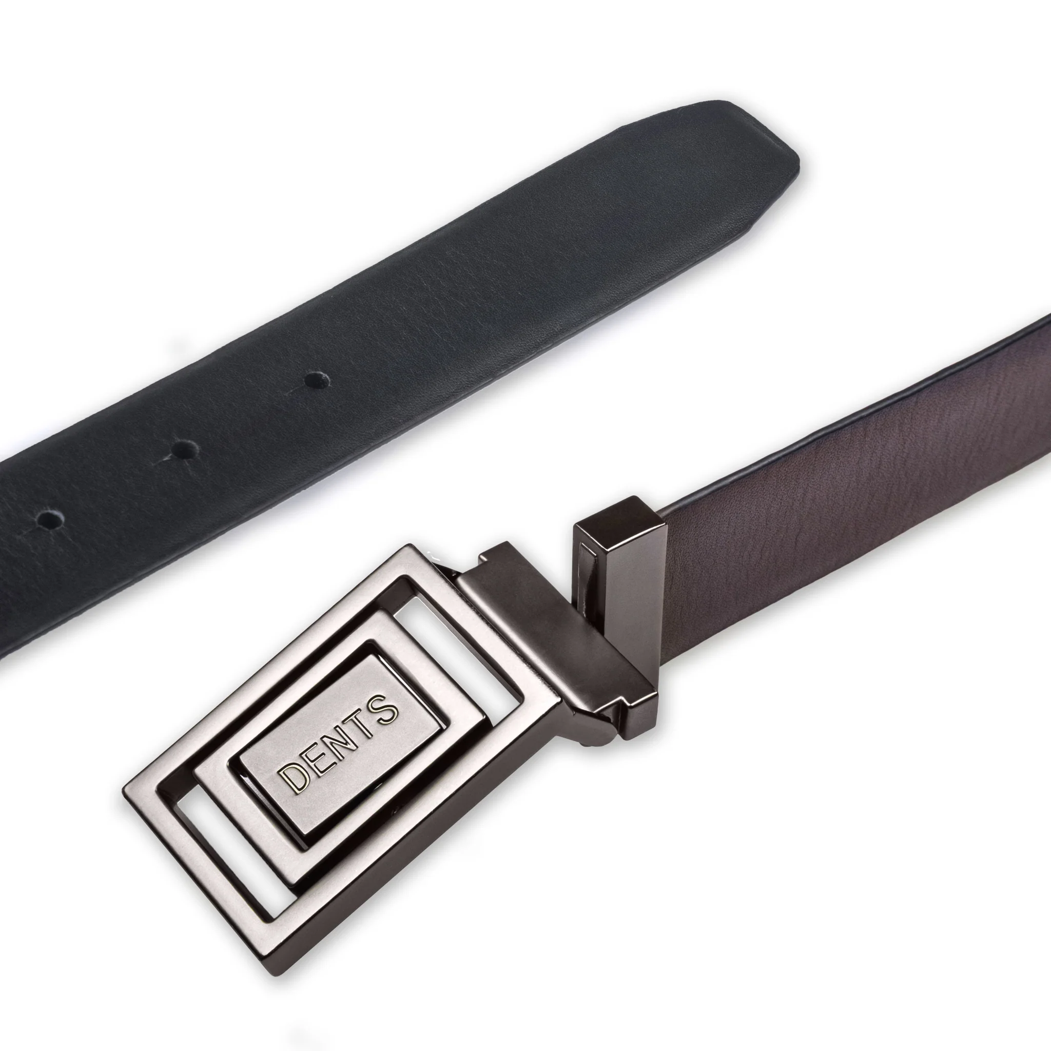 Men's Reversible Leather Belt with Push-Pin Gunmetal Buckle - Image 16