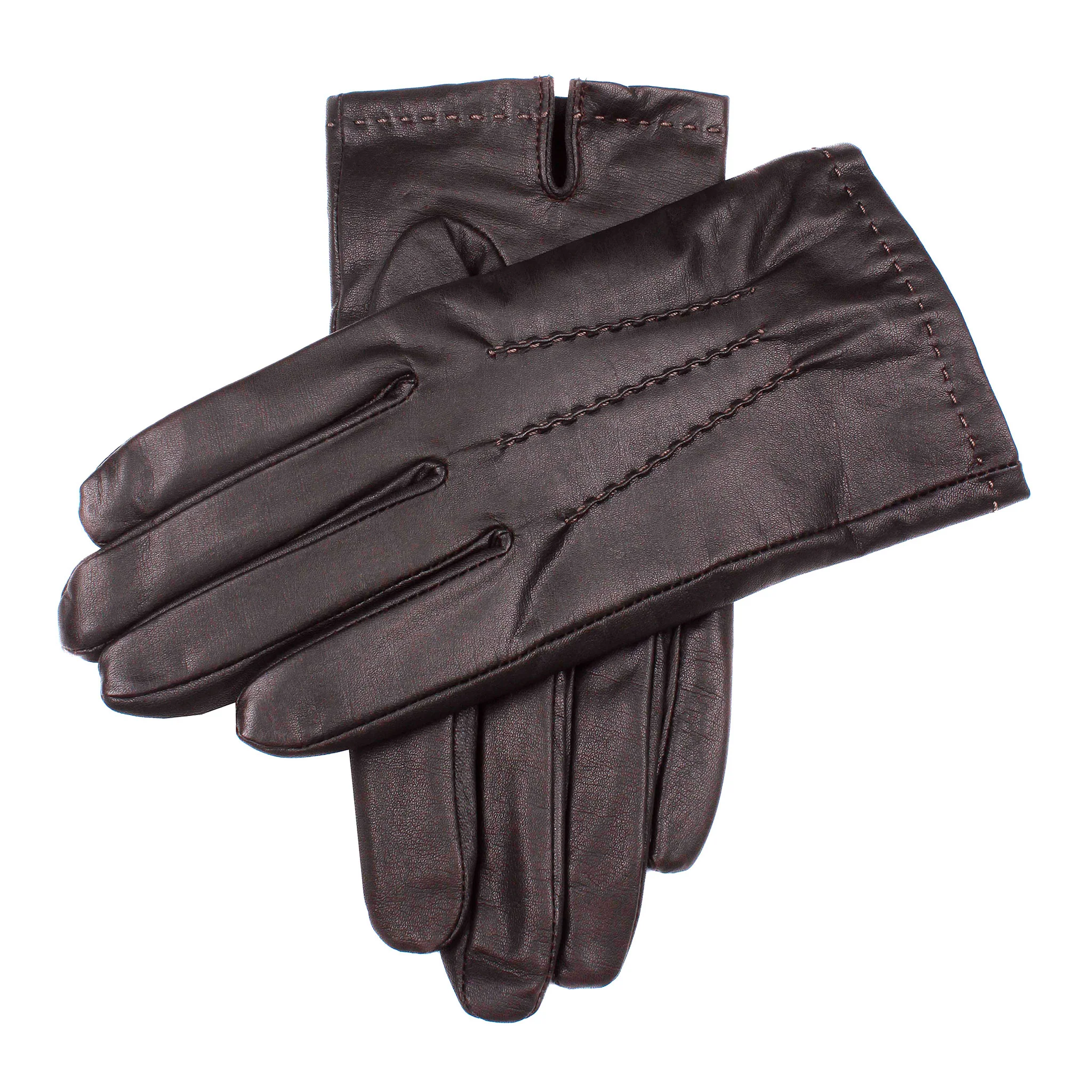 Men's Touchscreen Three-Point Fleece-Lined Leather Gloves - Image 2