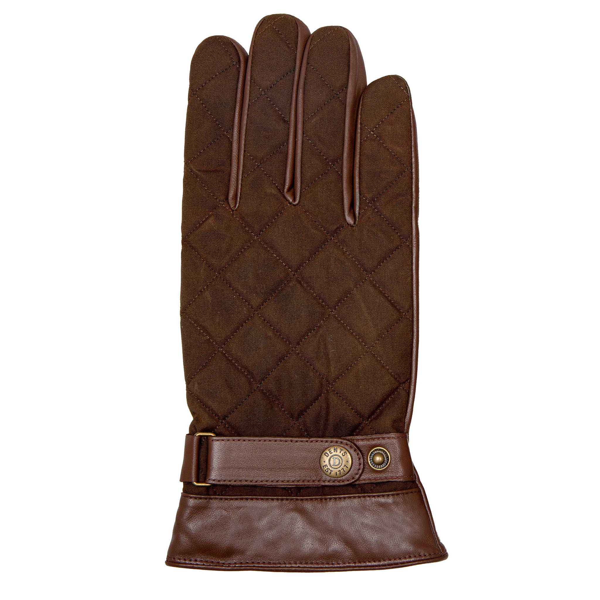 Men's Touchscreen Water-Resistant Fleece-Lined Leather Gloves with Waxed Cotton Quilting - Image 16