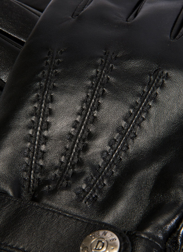 Men's Touchscreen Three-Point Wool Blend-Lined Shorter-Finger Leather Gloves - Image 2
