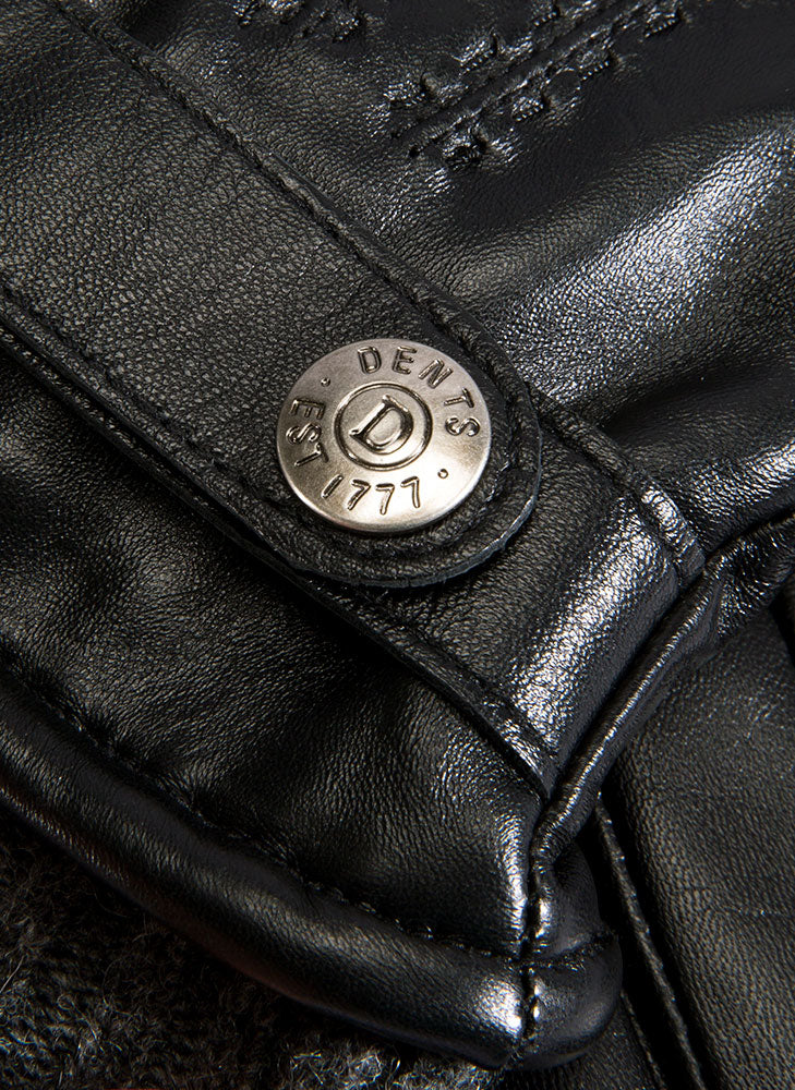 Men's Touchscreen Three-Point Wool Blend-Lined Shorter-Finger Leather Gloves - Image 3