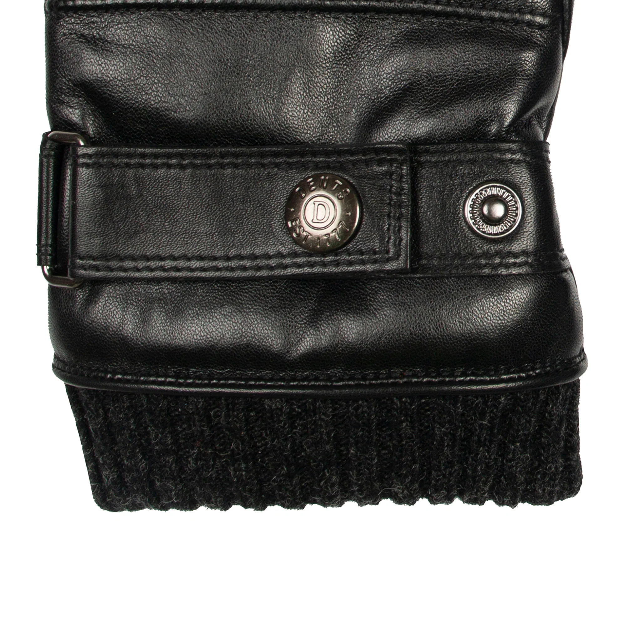 Men's Water-Resistant Faux Fur-Lined Leather Gloves with Stitch Detail and Knitted Cuffs - Image 6