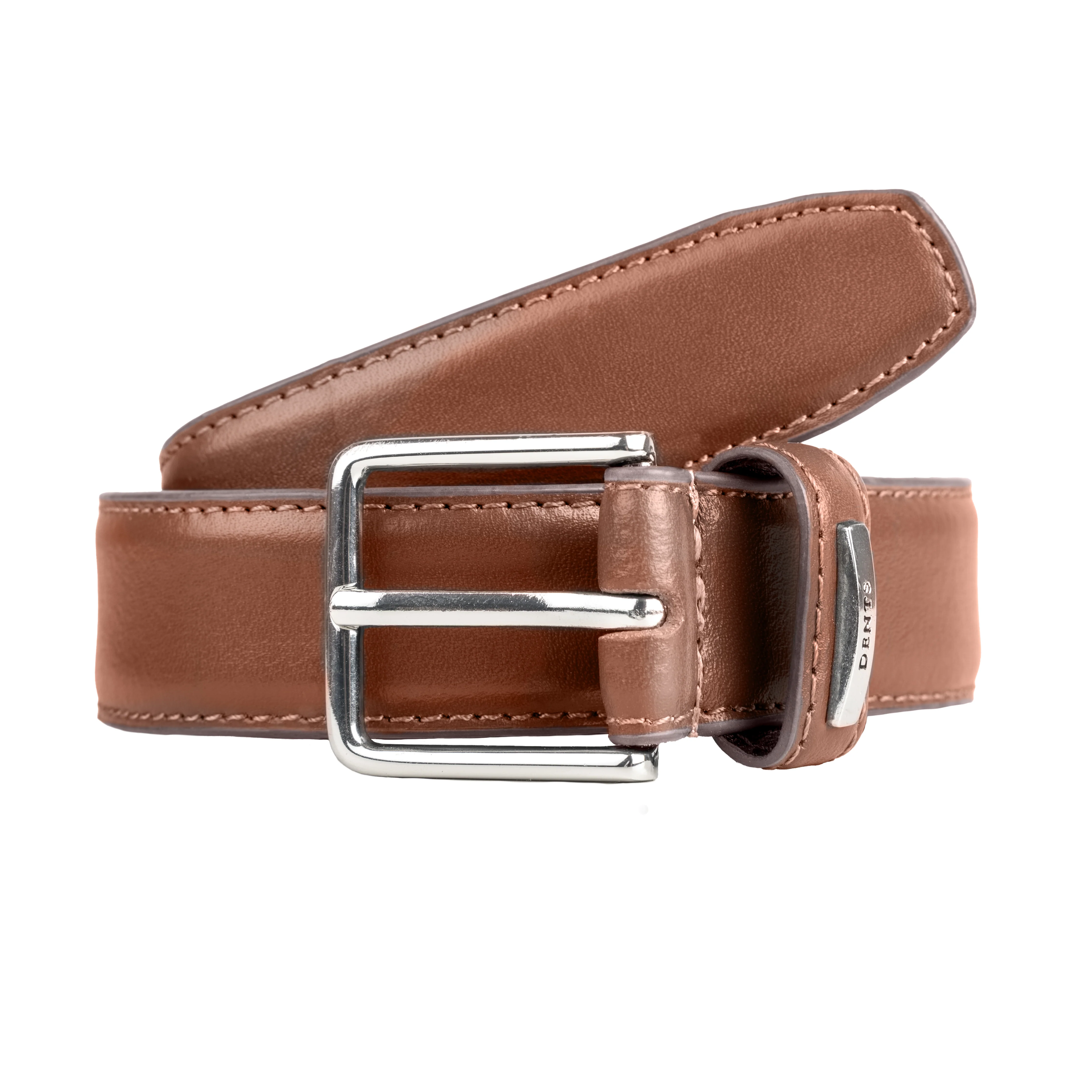 Men's Lined Leather Belt with Shiny Gunmetal Buckle - Image 13