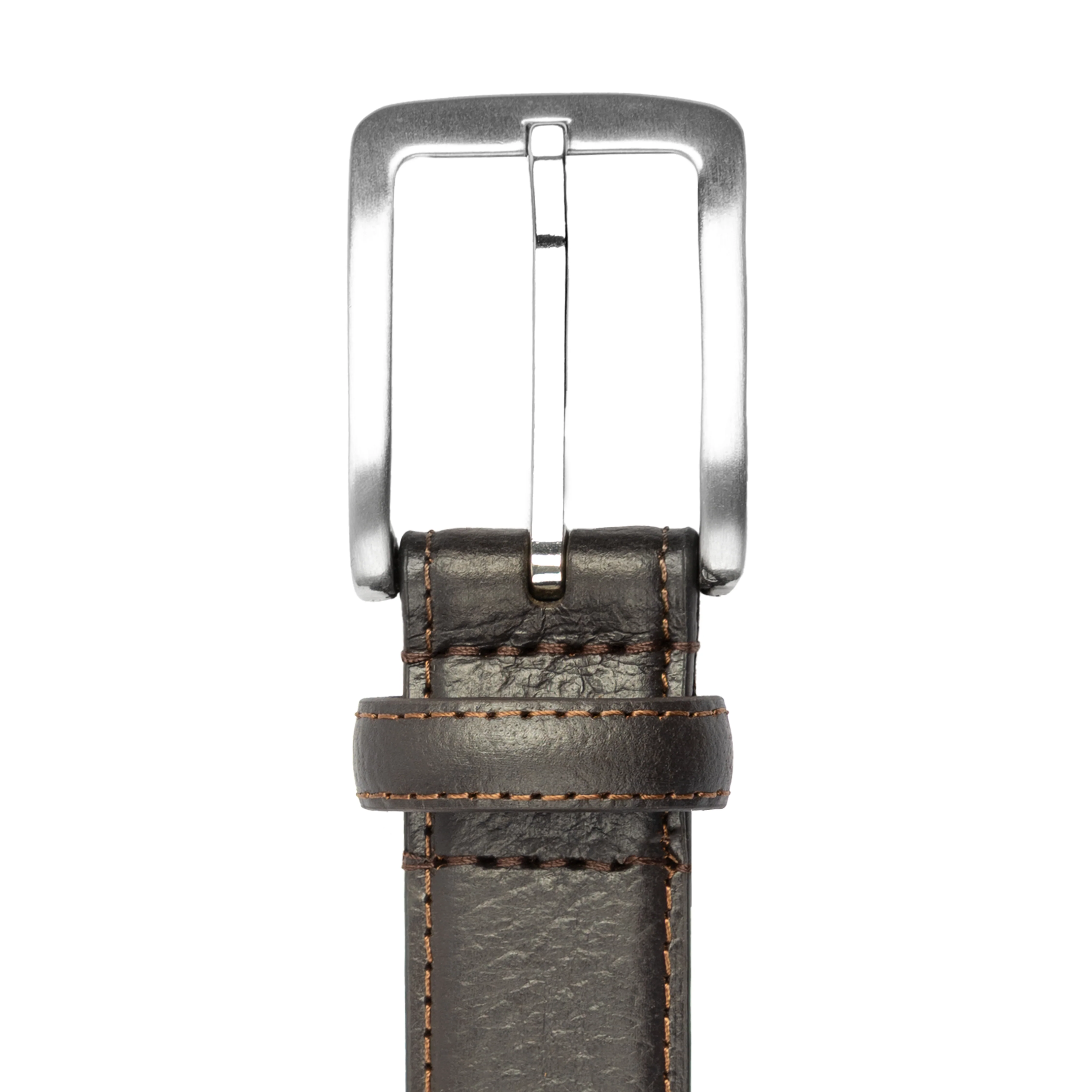 Men's Lined Full-Grain Leather Belt with Satin Nickel Buckle and Pebble Finish - Image 3