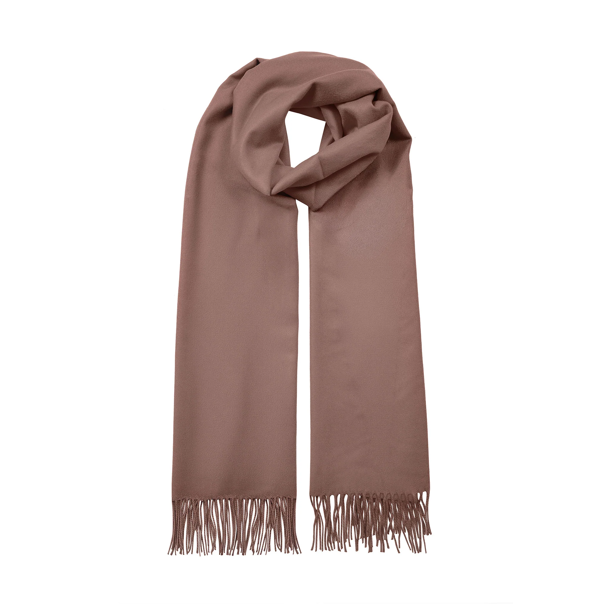 Women's Plain Pashmina Shawl with Tassels - Image 24