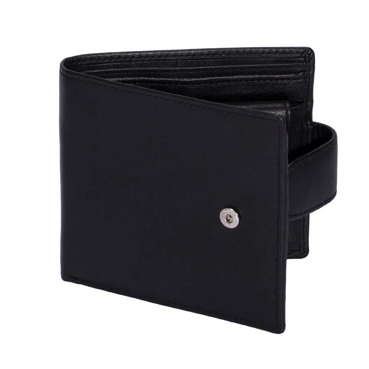 Men's Smooth Nappa Leather Bifold Wallet with RFID Blocking and Coin Purse