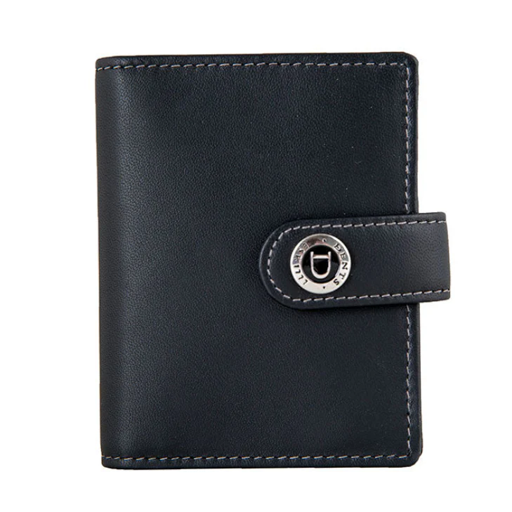 Men's Smooth Nappa Leather Business Card Holder with RFID Blocking and Tab - Image 9