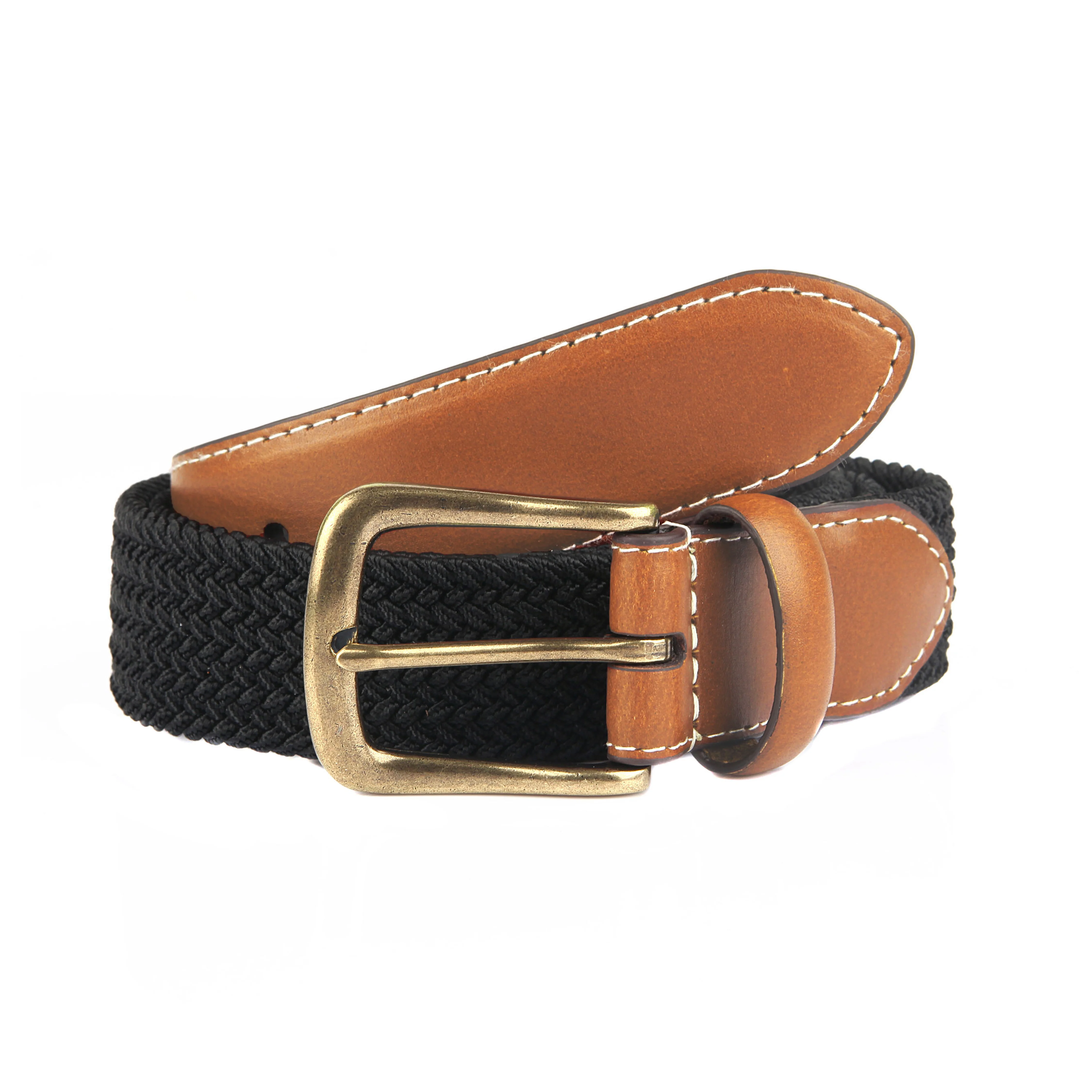 Men's Woven Stretch Belt with Antique Brushed Gold Buckle - Image 25