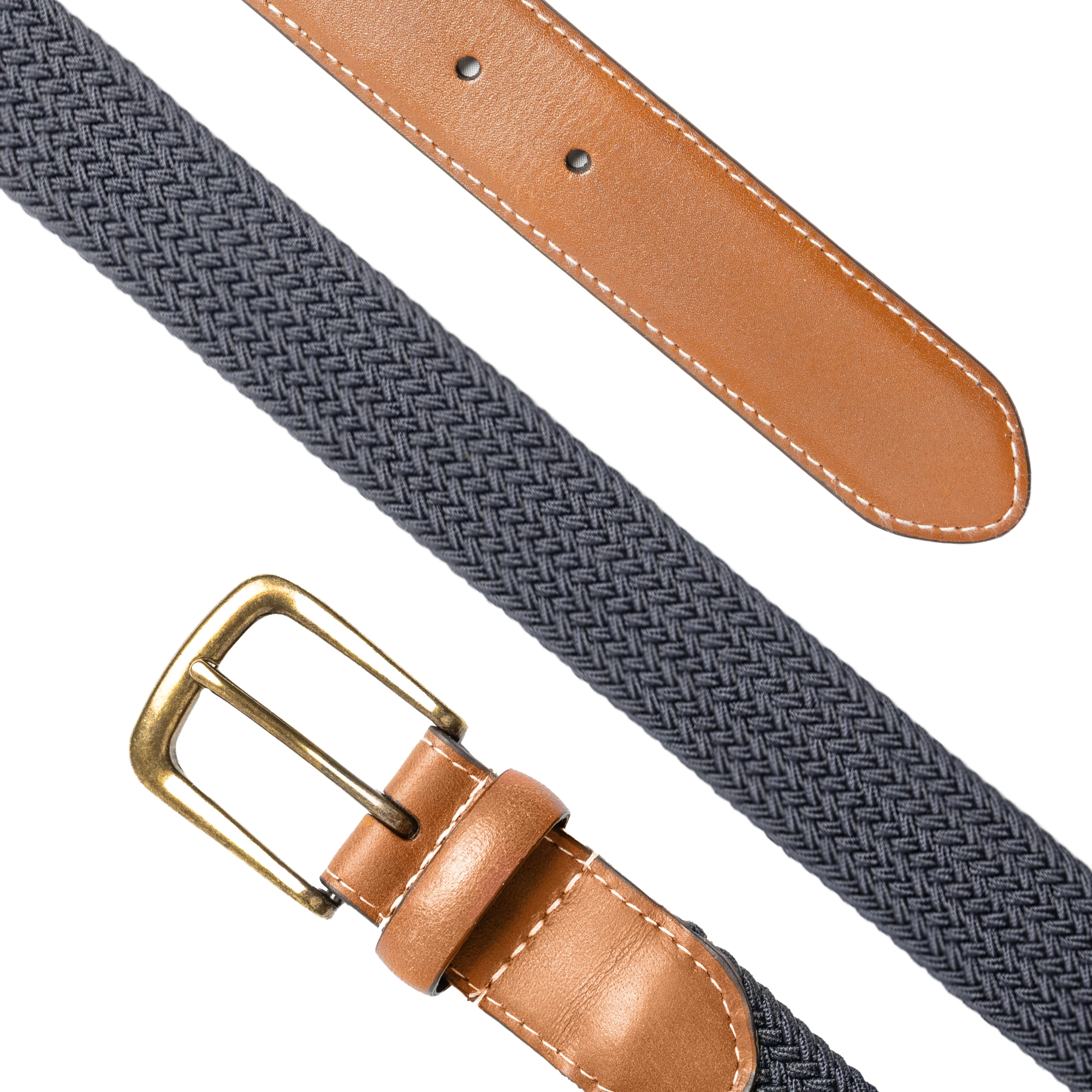 Men's Woven Stretch Belt with Antique Brushed Gold Buckle - Image 50