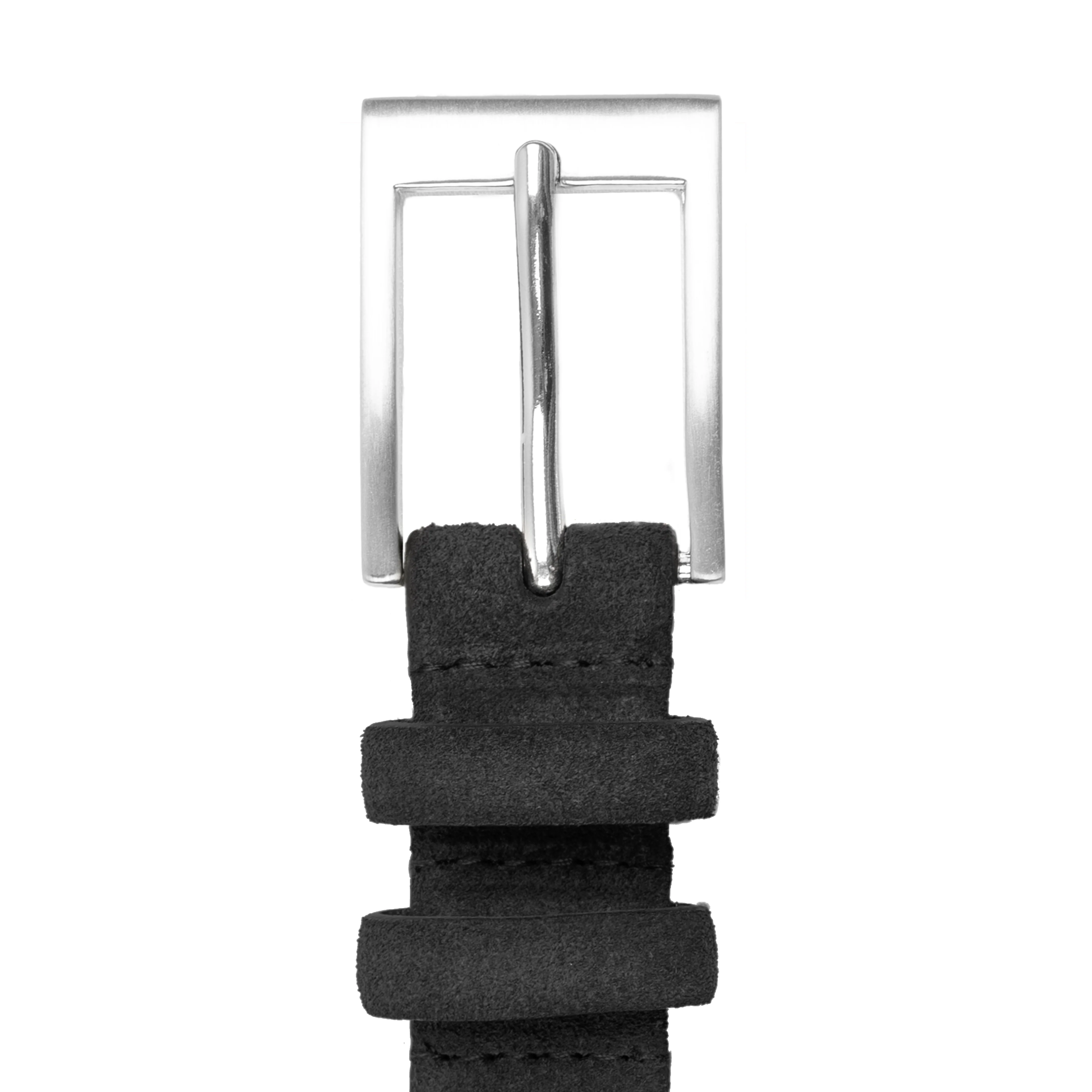 Men's Lined Suede Belt with Brushed Silver Buckle - Image 3