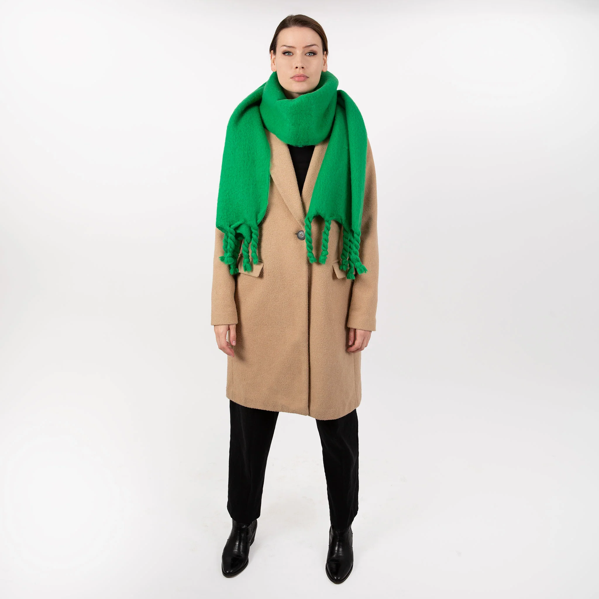 Women’s Blanket Scarf with Braided Tassels - Image 3