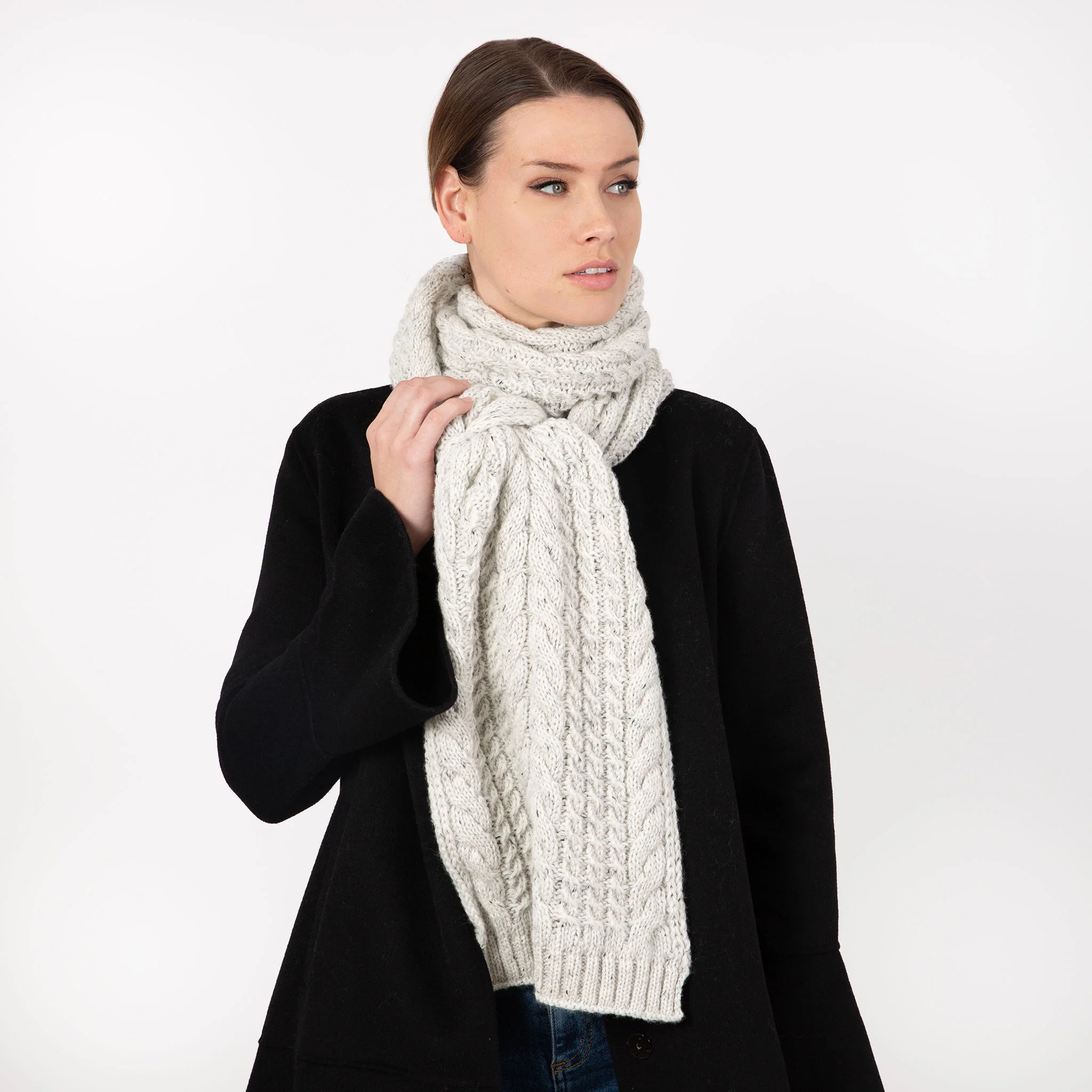 Women’s Cable Knit Scarf with Marl Yarn - Image 18