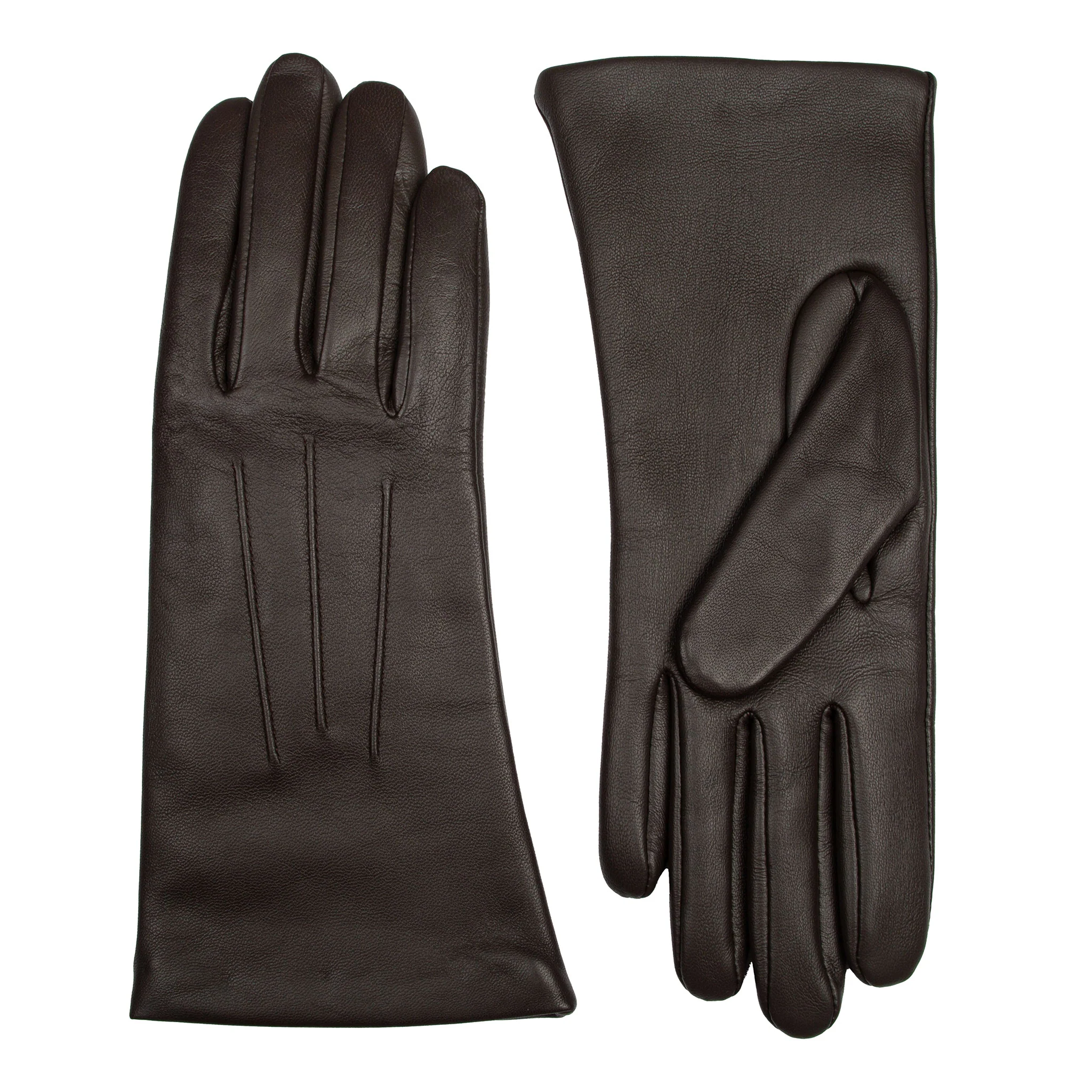 Women’s Touchscreen Three-Point Cashmere-Lined Leather Gloves - Image 29