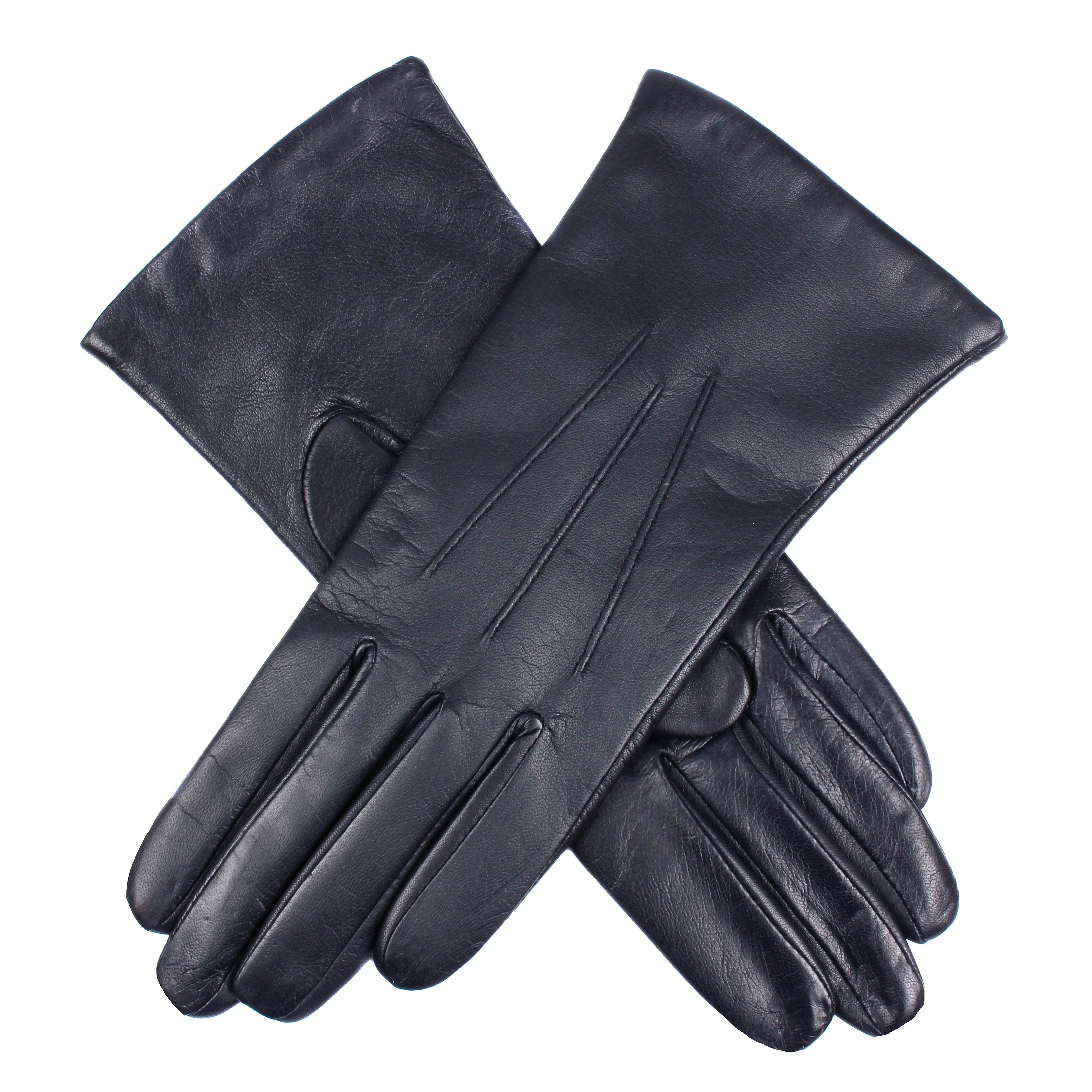 Women’s Touchscreen Three-Point Cashmere-Lined Leather Gloves - Image 50