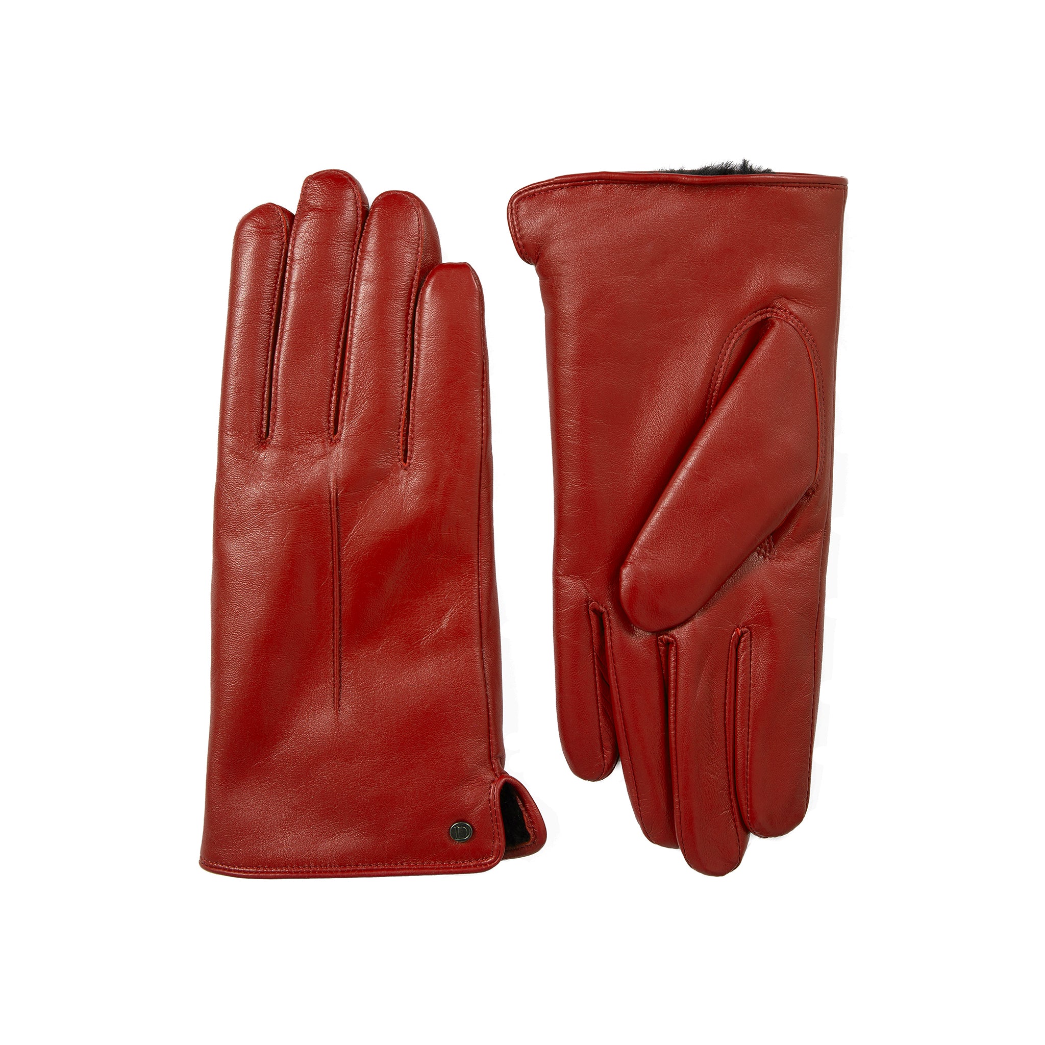 Women’s Touchscreen Single-Point Faux Fur-Lined Leather Gloves - Image 16