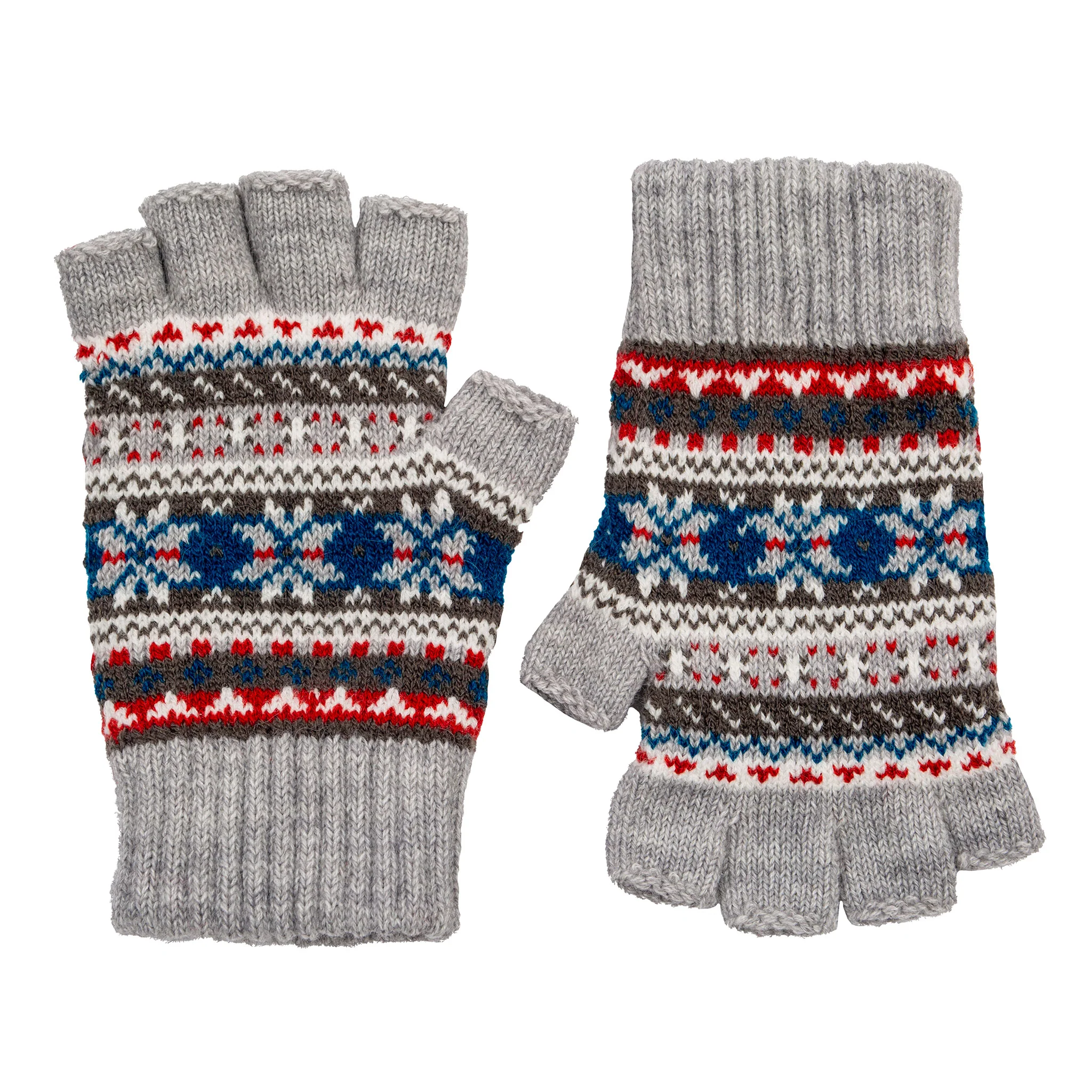 Women’s Fingerless Jacquard Fair Isle Knitted Gloves - Image 25