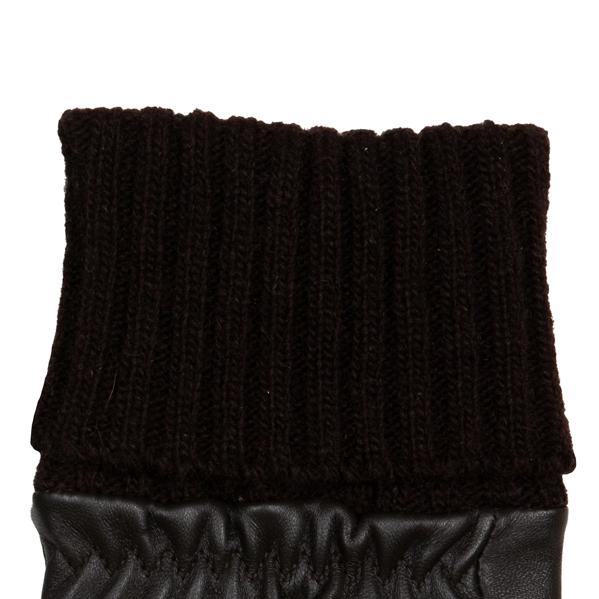 Women’s Fingerless Fleece-Lined Leather Gloves with Quilted Chevron Design - Image 8