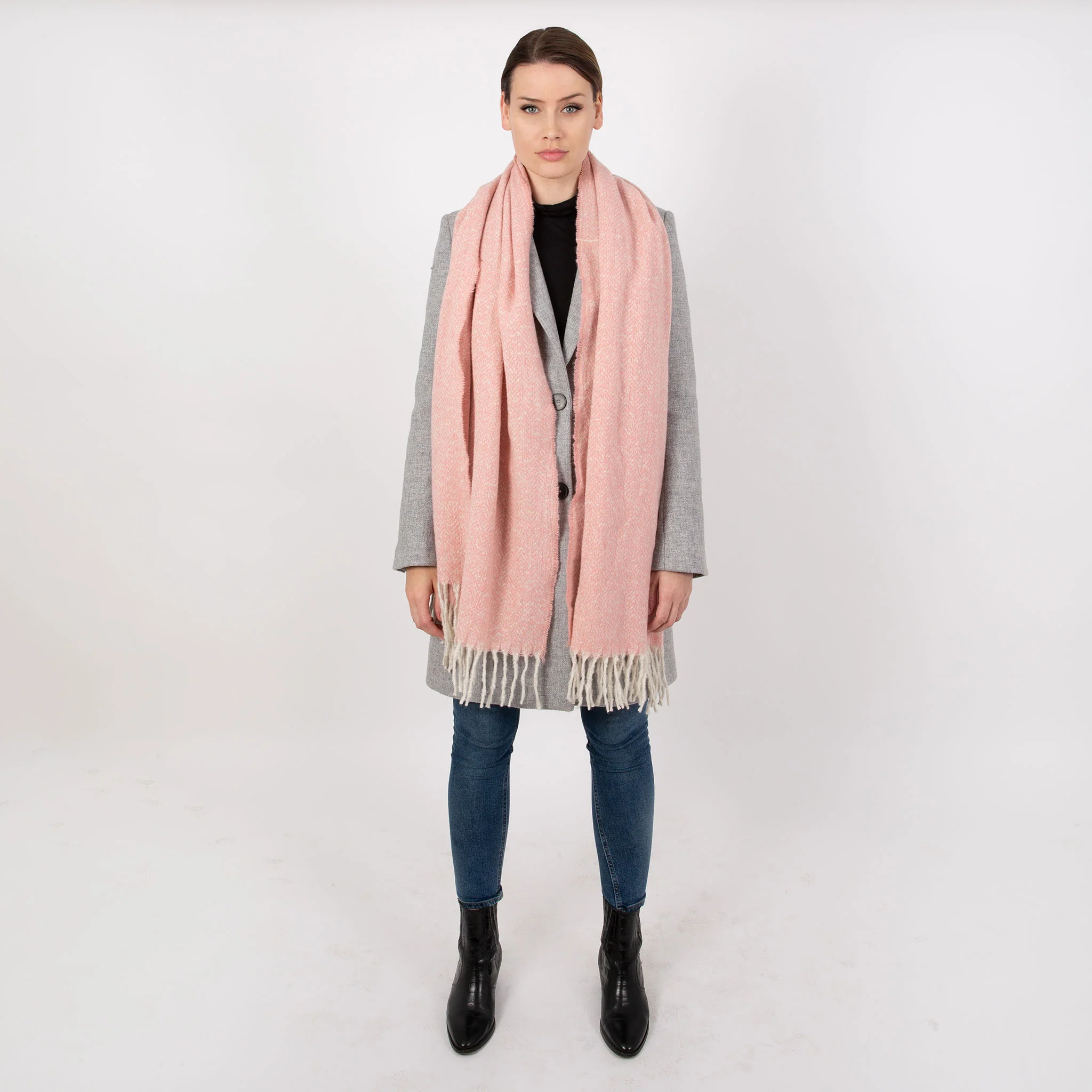 Women’s Herringbone Scarf with Tassels - Image 4
