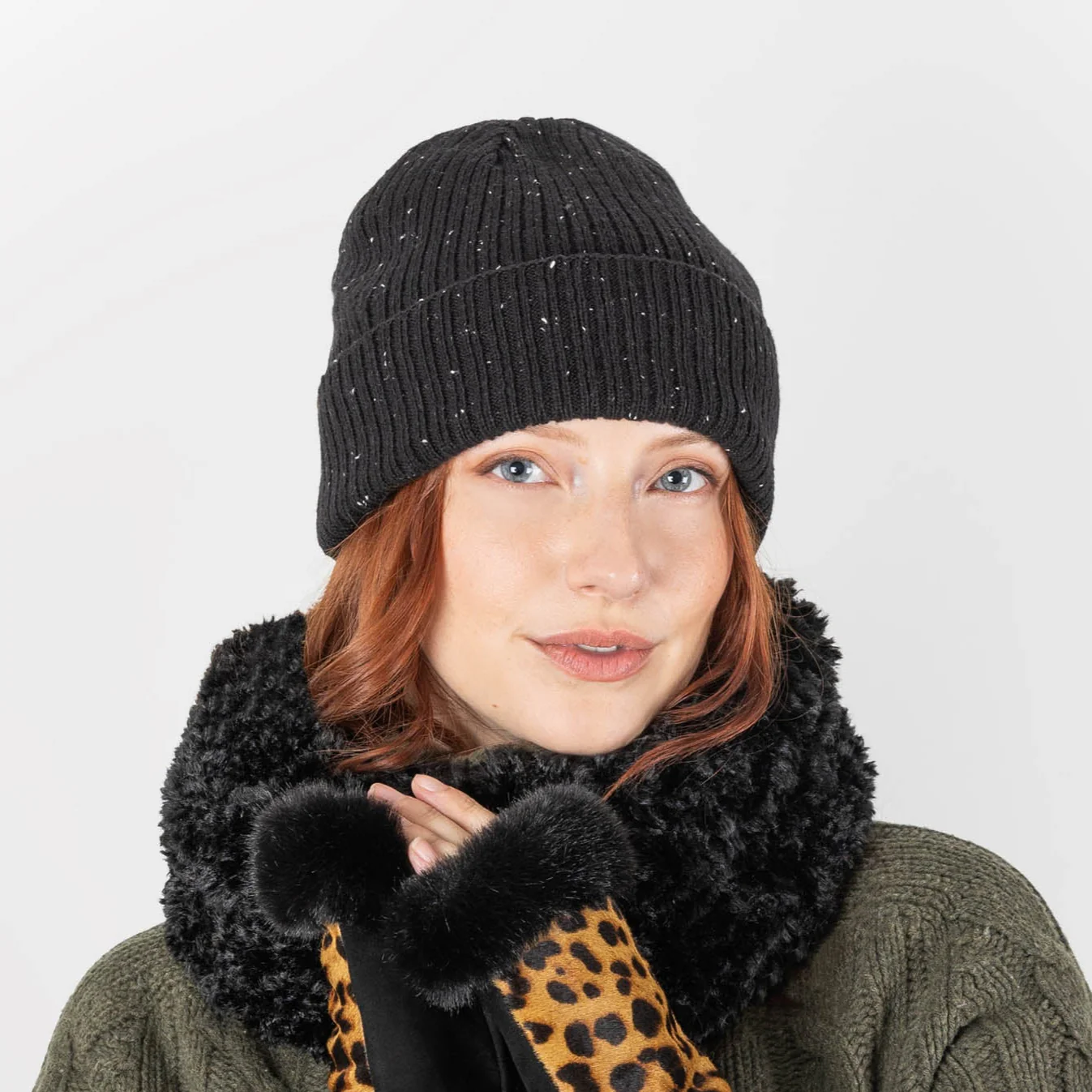 Women’s Ribbed Knit Beanie Hat with Marl Yarn - Image 5