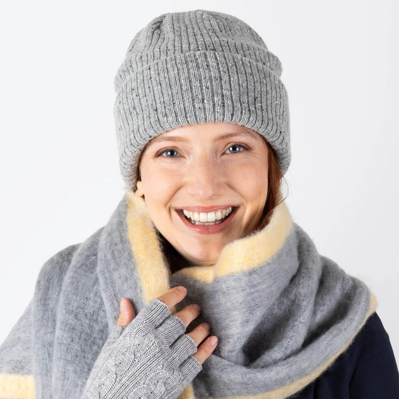 Women’s Ribbed Knit Beanie Hat with Marl Yarn - Image 9