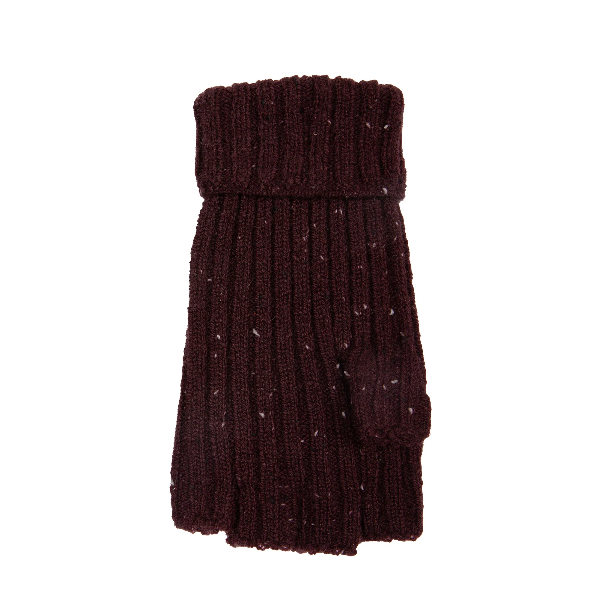 Women’s Ribbed Knit Fingerless Gloves with Marl Yarn and Mitten Flap - Image 5