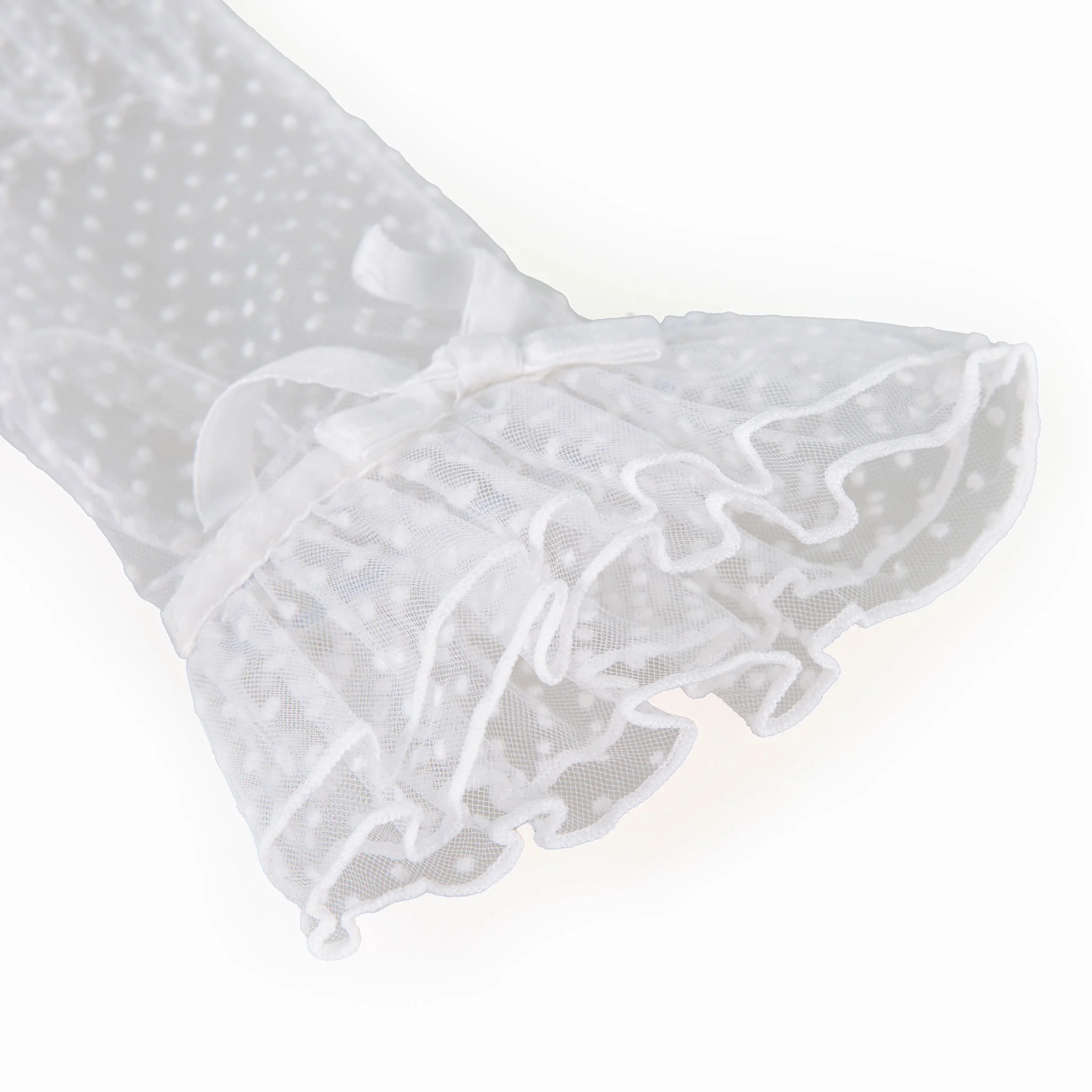 Women’s Spotty Tulle Gloves with Double Cuff and Bow - Image 12