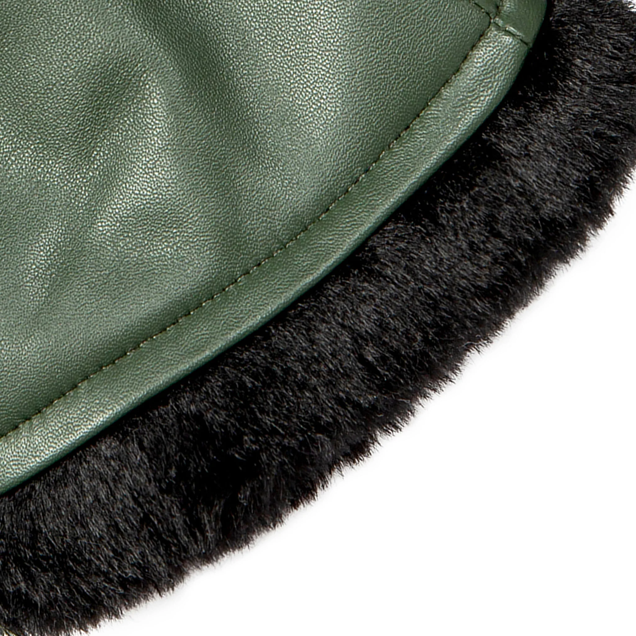 Women’s Three-Point Faux Fur-Lined Leather Mittens - Image 14